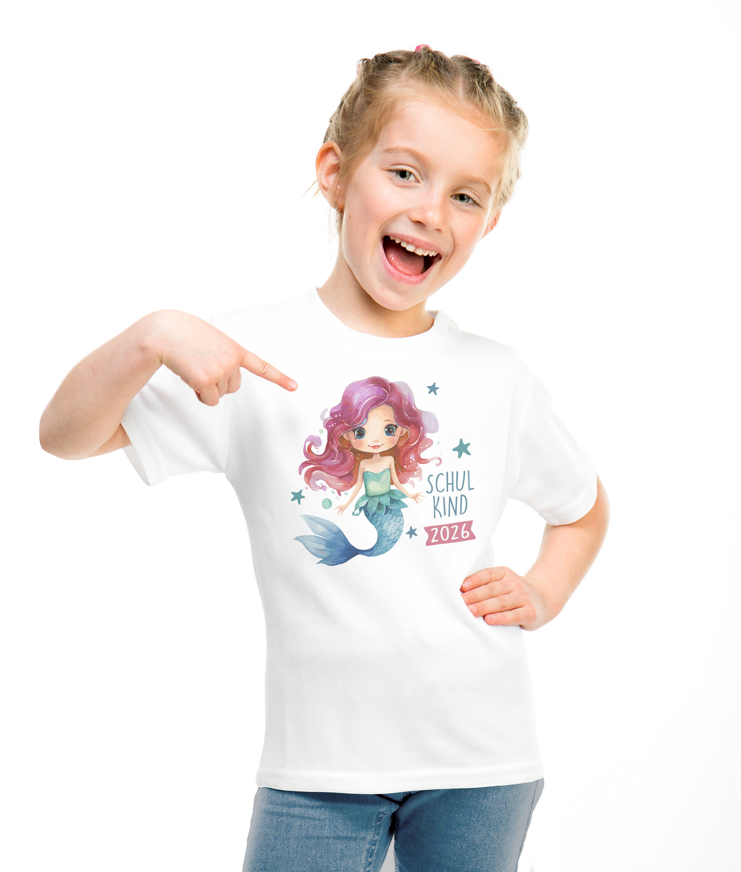 SpecialMe Print-Shirt Mädchen Einschulung T-Shirt 2026 Meerjungfrau – Schulkind 2026 Shirt
