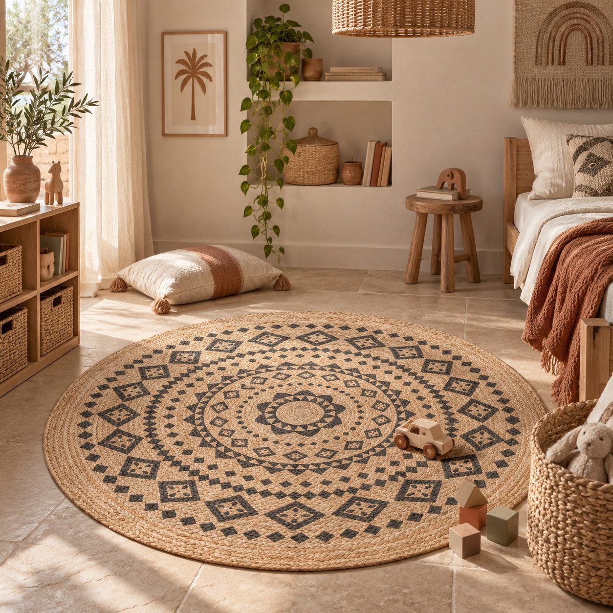 Pergamon Sisalteppich Handgefertigt Jute Teppich Nele Ethno Rund, Rund, Höhe: 4 mm
