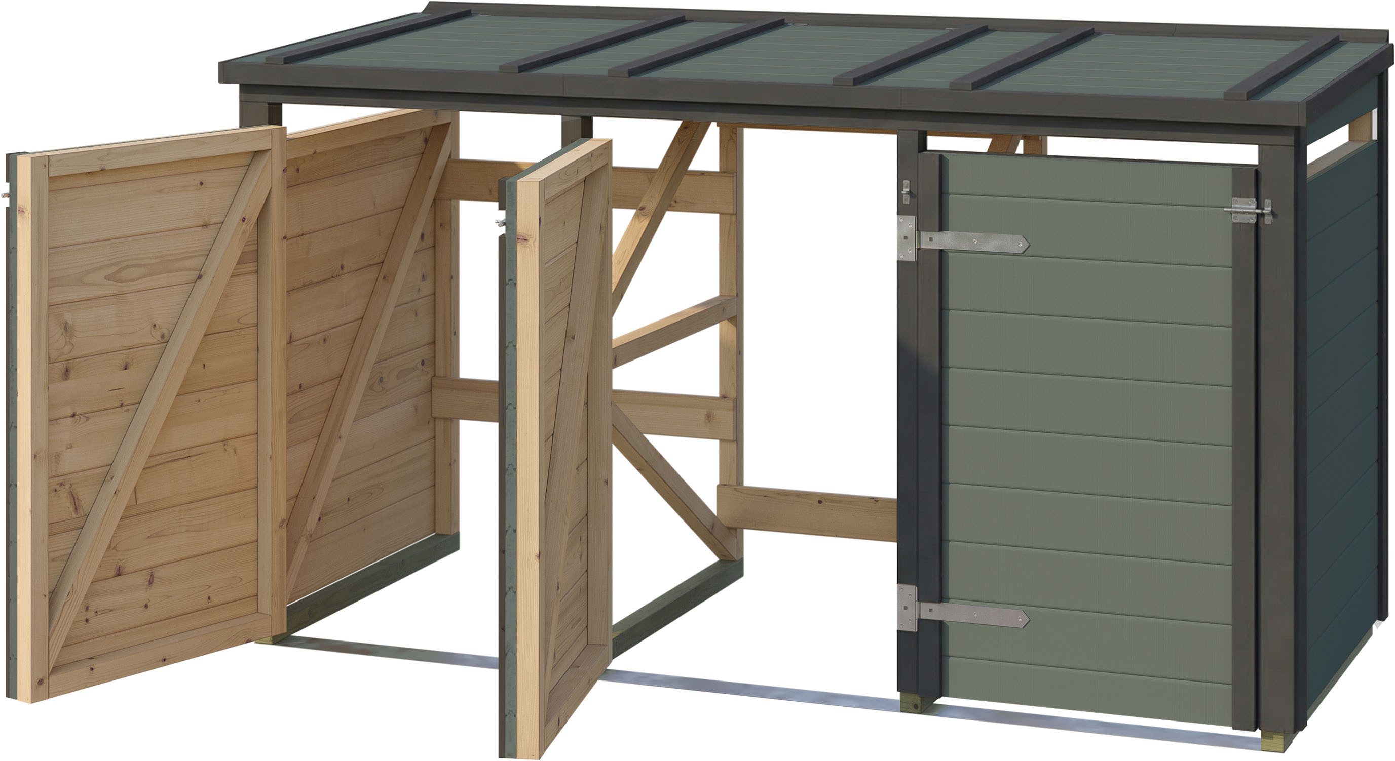 weka Mülltonnenbox Killarney, Metall pulverbeschichtet, für 3 Mülltonnen, BxTxH: 230x92x127 cm