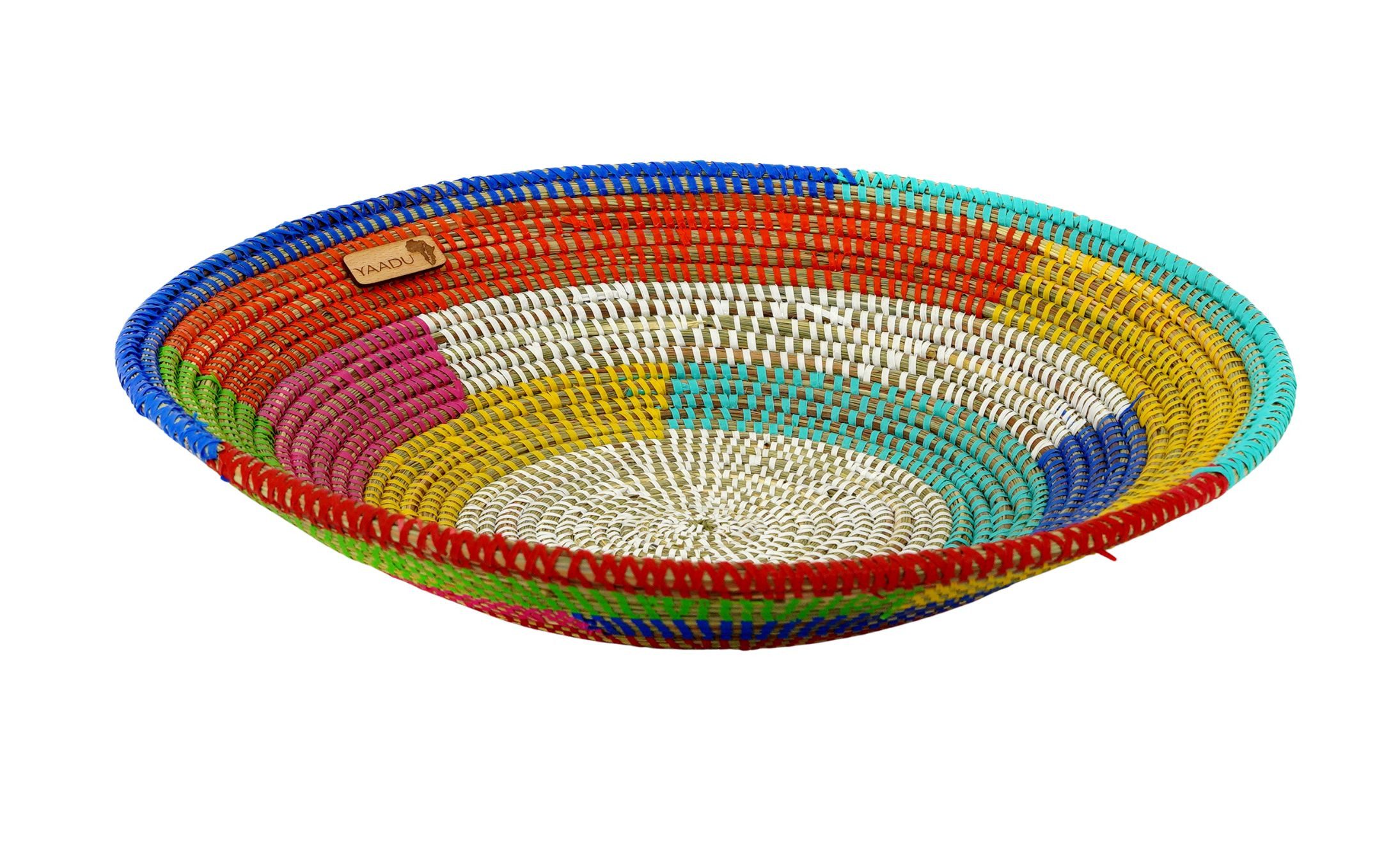 YAADU Obstschale mit 40cm Durchmesser, geflochtene Große runde Schale, Handgefertigt in Afrika aus traditioneller Flechtkunst