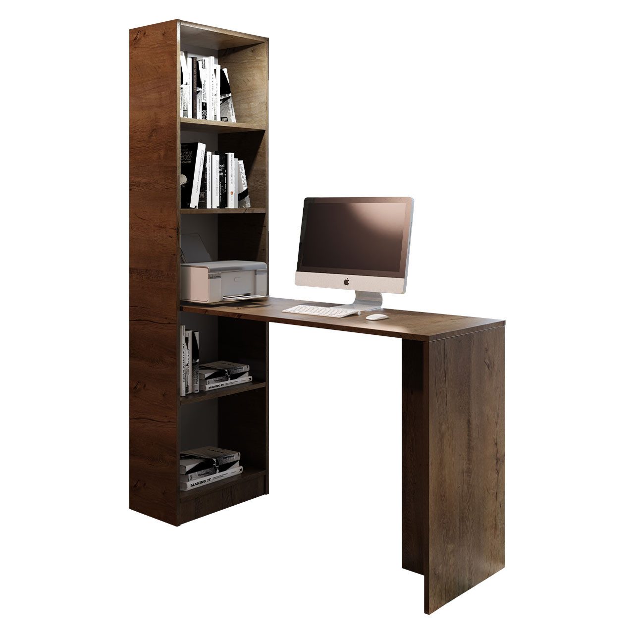 MIRJAN24 Schreibtisch B1, Computertisch mit Regalen, Arbeitstisch, Schülerschreibtisch