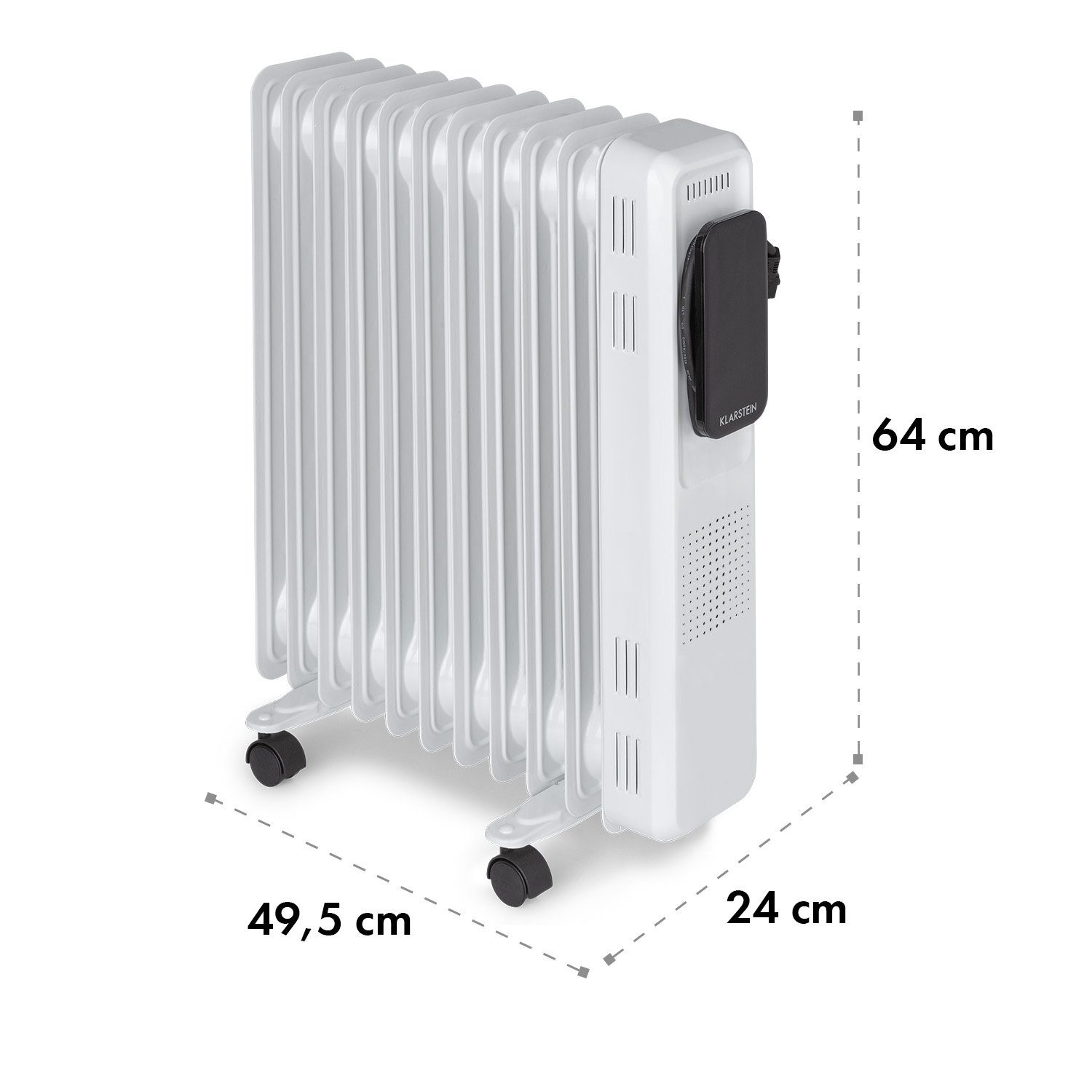 Thermostat Elevate energiesparend Ölradiator Thermaxx 2720 W, 10 Heizstrahler Heizkörper Smart, Klarstein Rippen Rollen