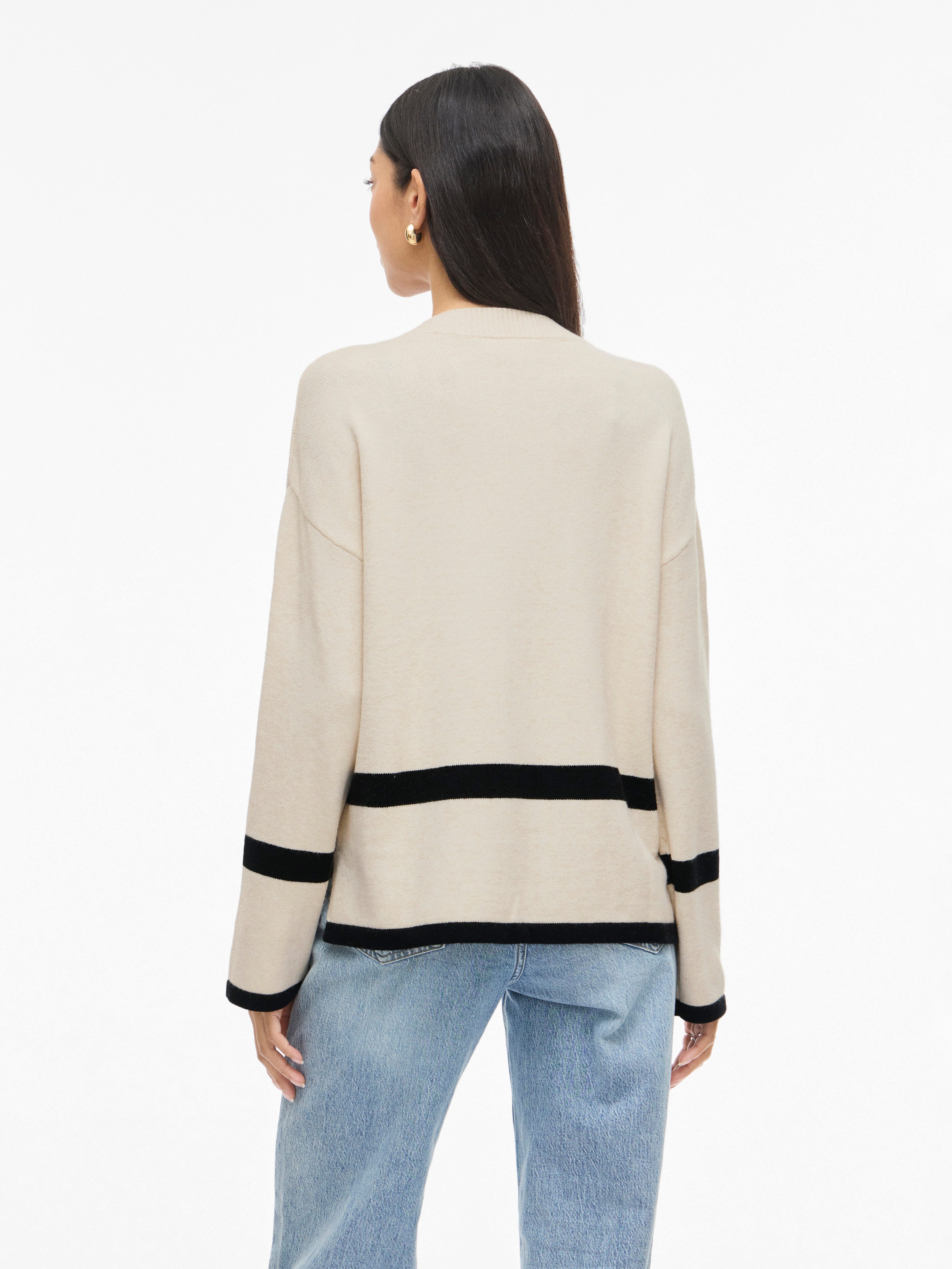 Vila Rundhalspullover VIRIL O-NECK OVERSIZE L/S KNIT TOP- NOOS Materialmix, oversize