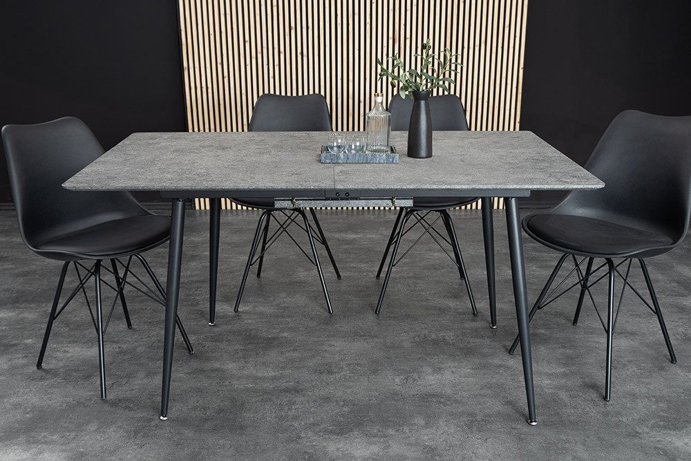 riess-ambiente Esstisch APARTMENT 120-160cm natur-Wildeiche, Metallgestell, ausziehbar, eckig (Einzelartikel, 1-St), verlängerbarer Küchentisch für 6 Personen - ideal für den Essbereich