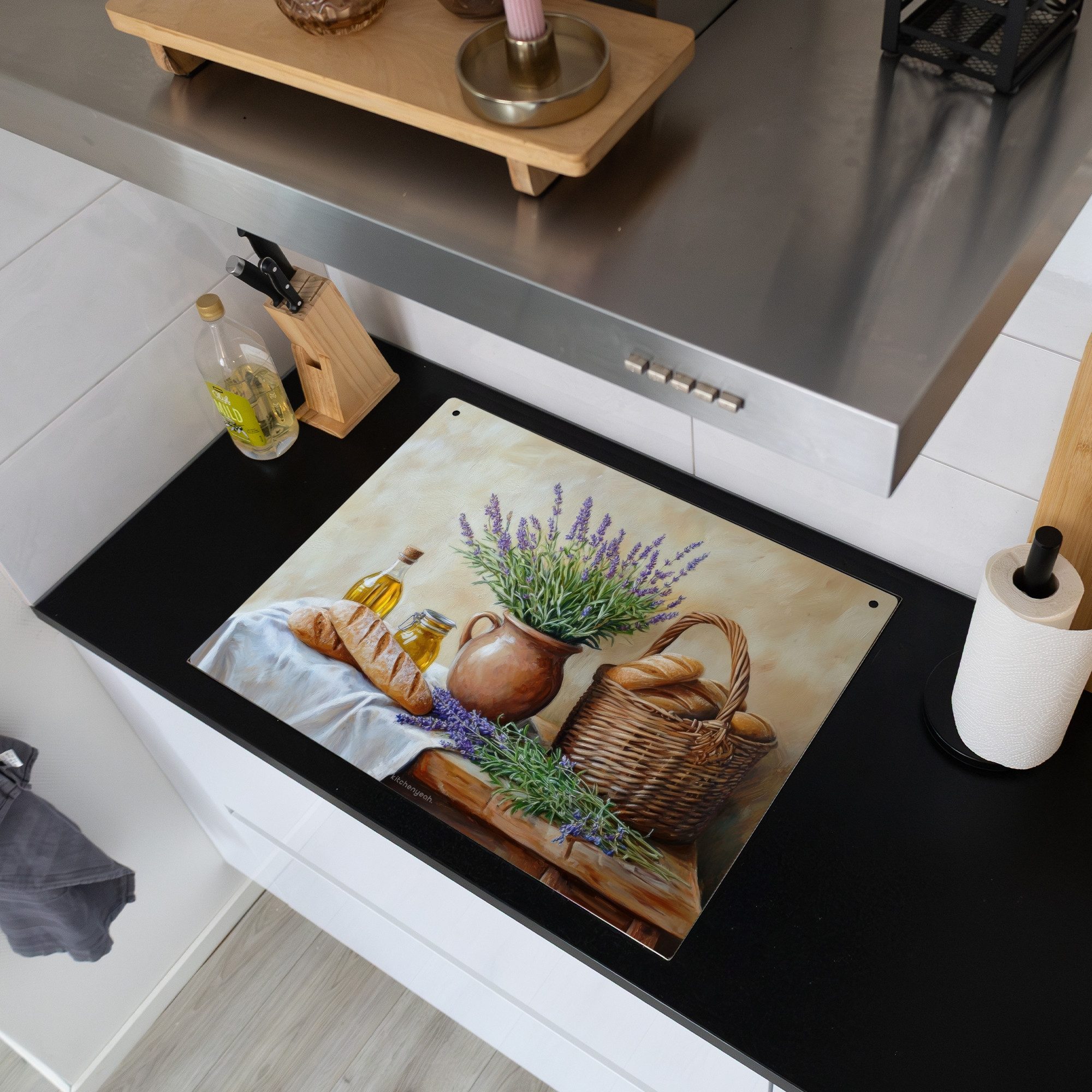 KitchenYeah Küchenrückwand Lavendel - Brot - Stillleben - Vintage, (1-tlg), günstig online kaufen