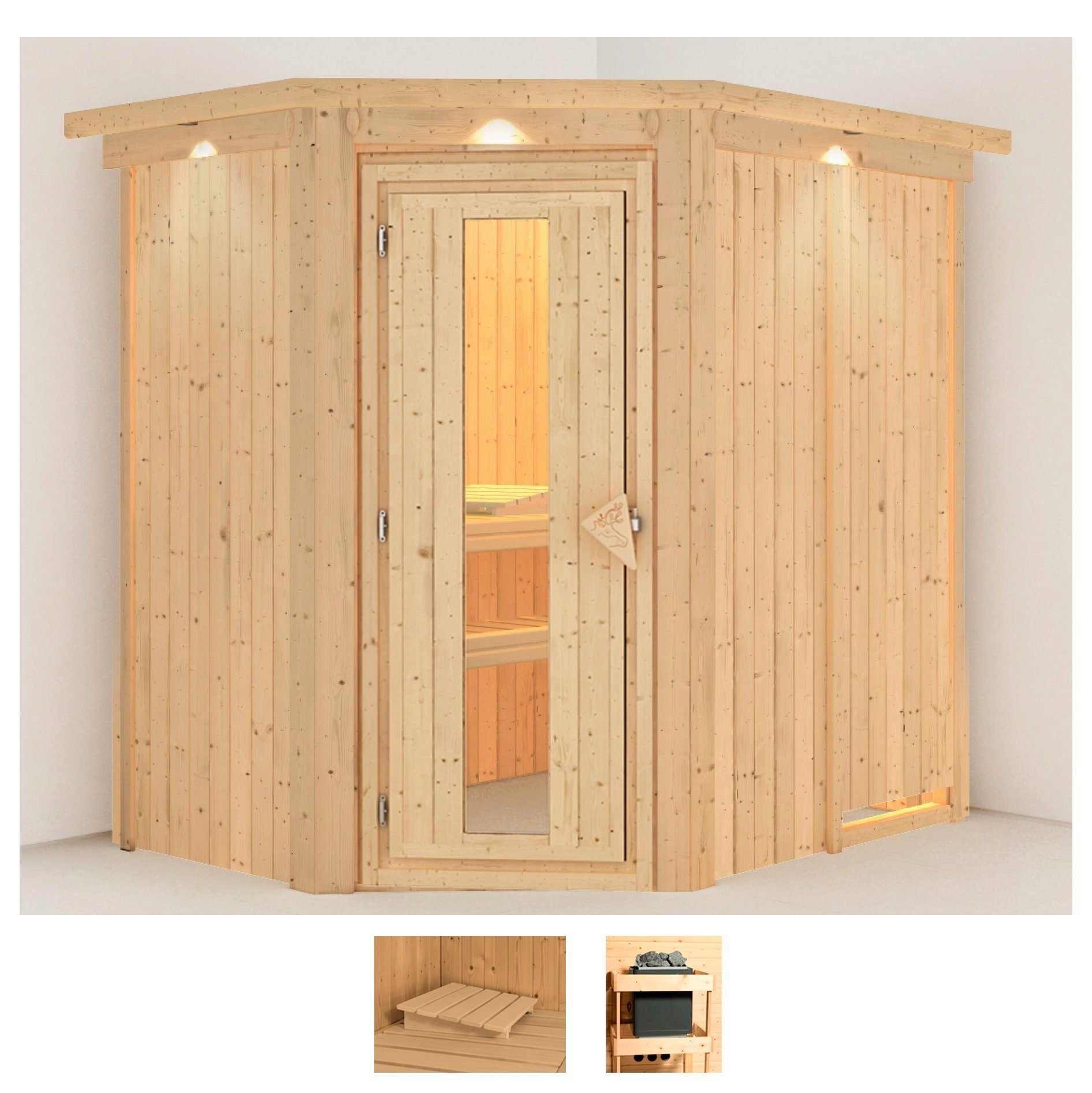 Karibu Sauna Clara, BxTxH: 165 x 210 x 202 cm, 68 mm, (Set) ohne Ofen