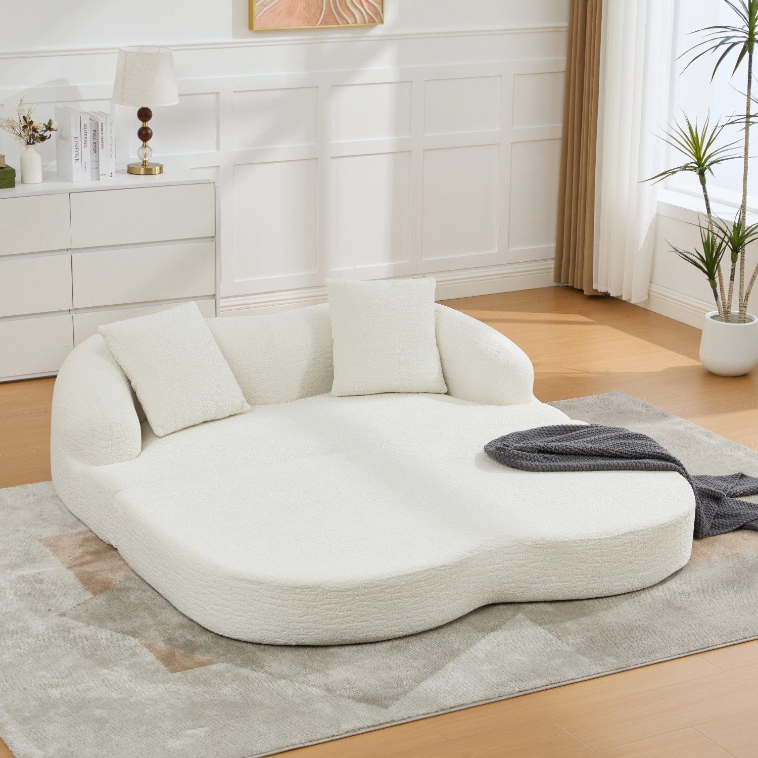 ANYSUN Schlafsofa 2-in-1-Schnellsofa für zwei Personen,mit zwei Kissen, ausklappbares Doppelschlafsofa,Bequemes-Bodensofa,Loungesofa, vielseitiges Sofa für Gästezimmer und Wohnzimmer,ohne Montage