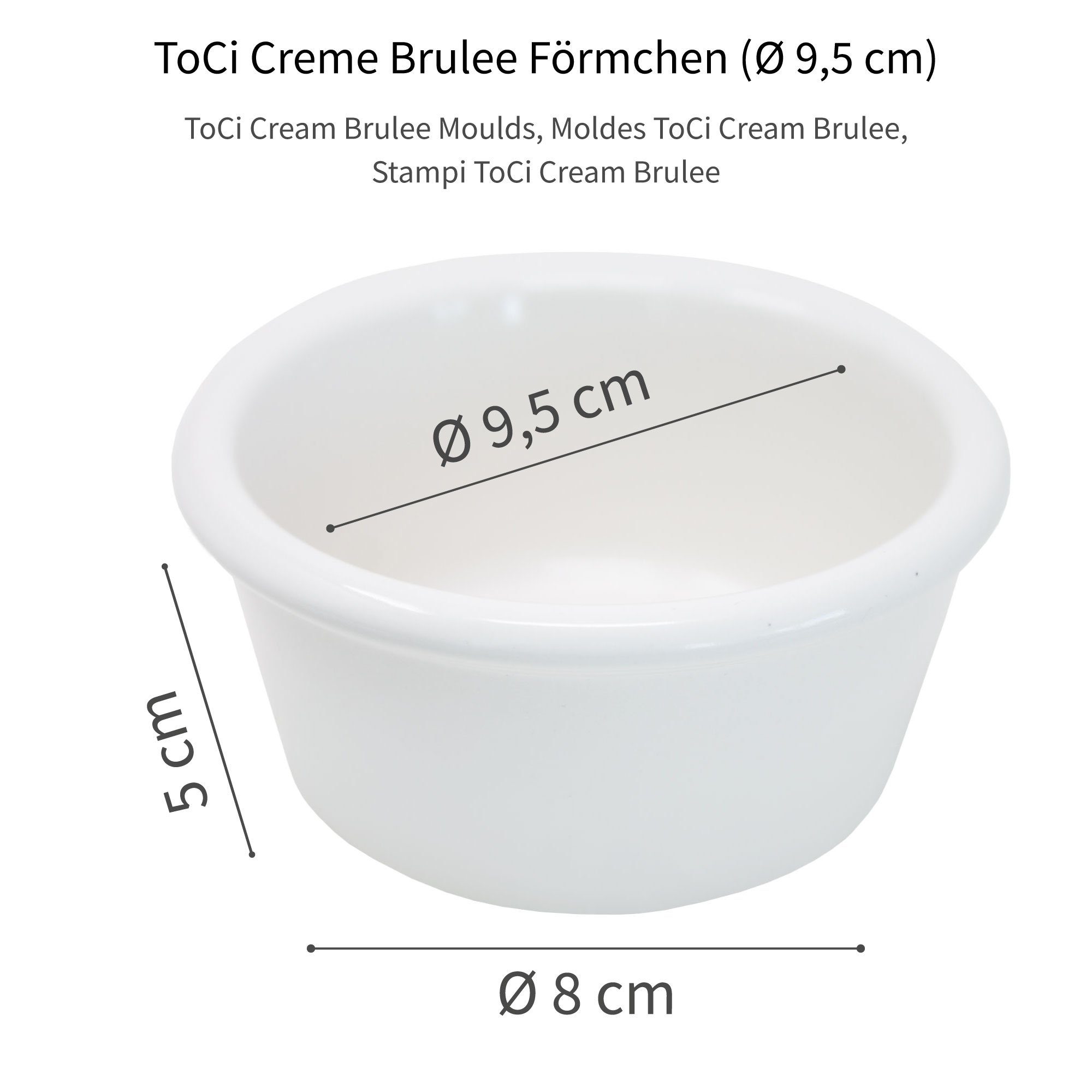 ToCi Servierschale Creme Brulee Förmchen 9,5 cm Weiss Keramik Ofen-Schalen Pastetenform