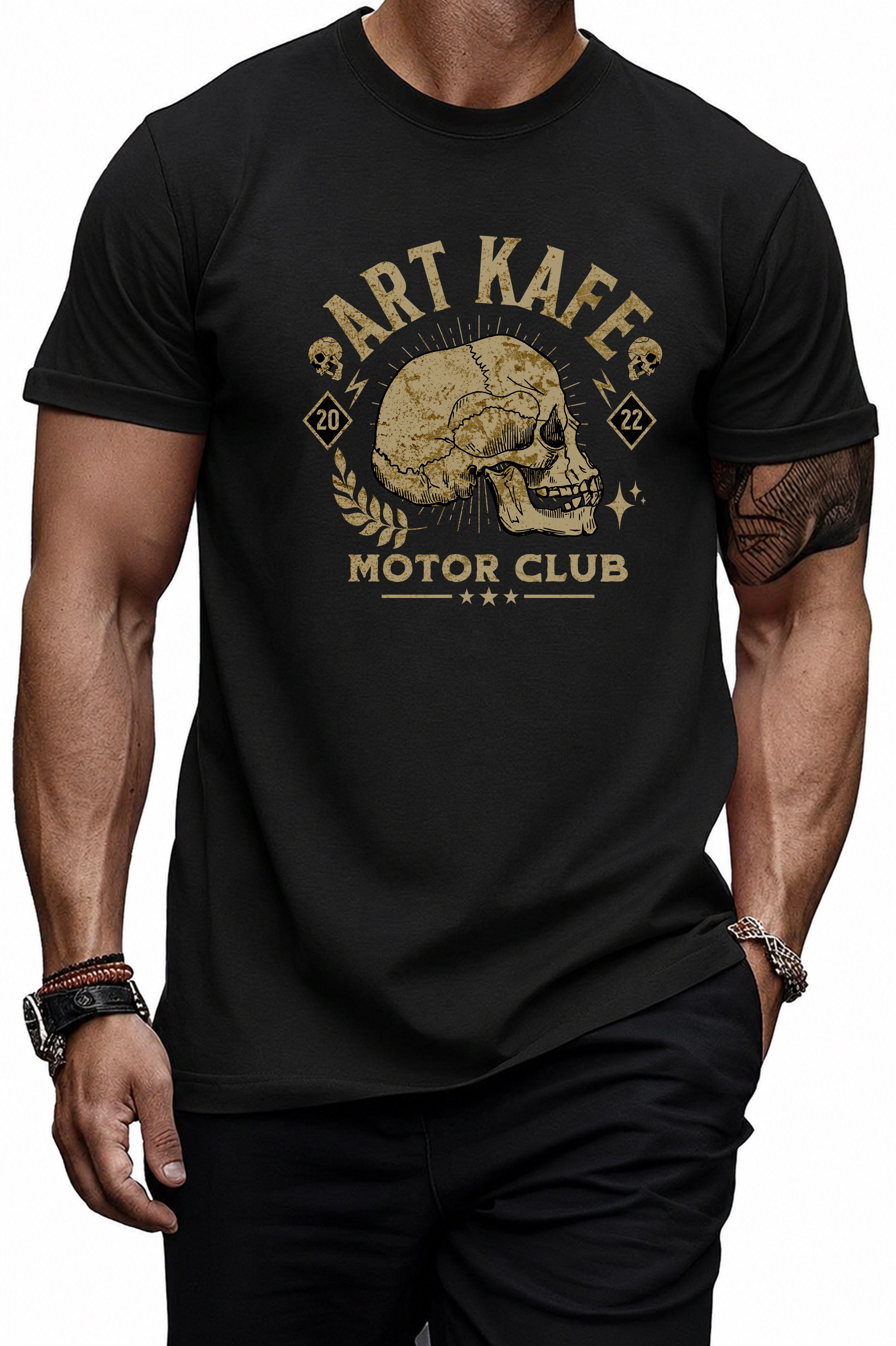 Banco T-Shirt Herren Shirt Rundhals Sommer Basic "Motor Club" aus 100% Baumwolle mit Motor Club Druck
