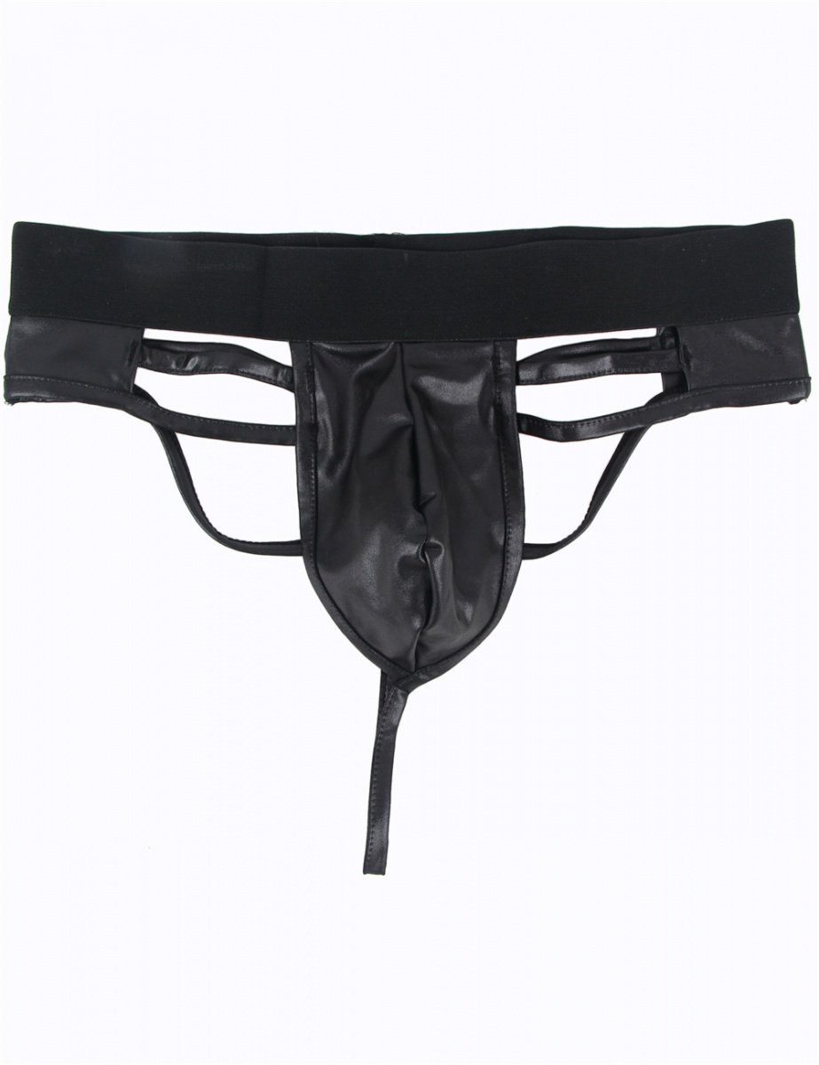 Stringtanga Lack Leder G-String Tanga Wetlook Boxershorts Männer Unterwäsche M/L