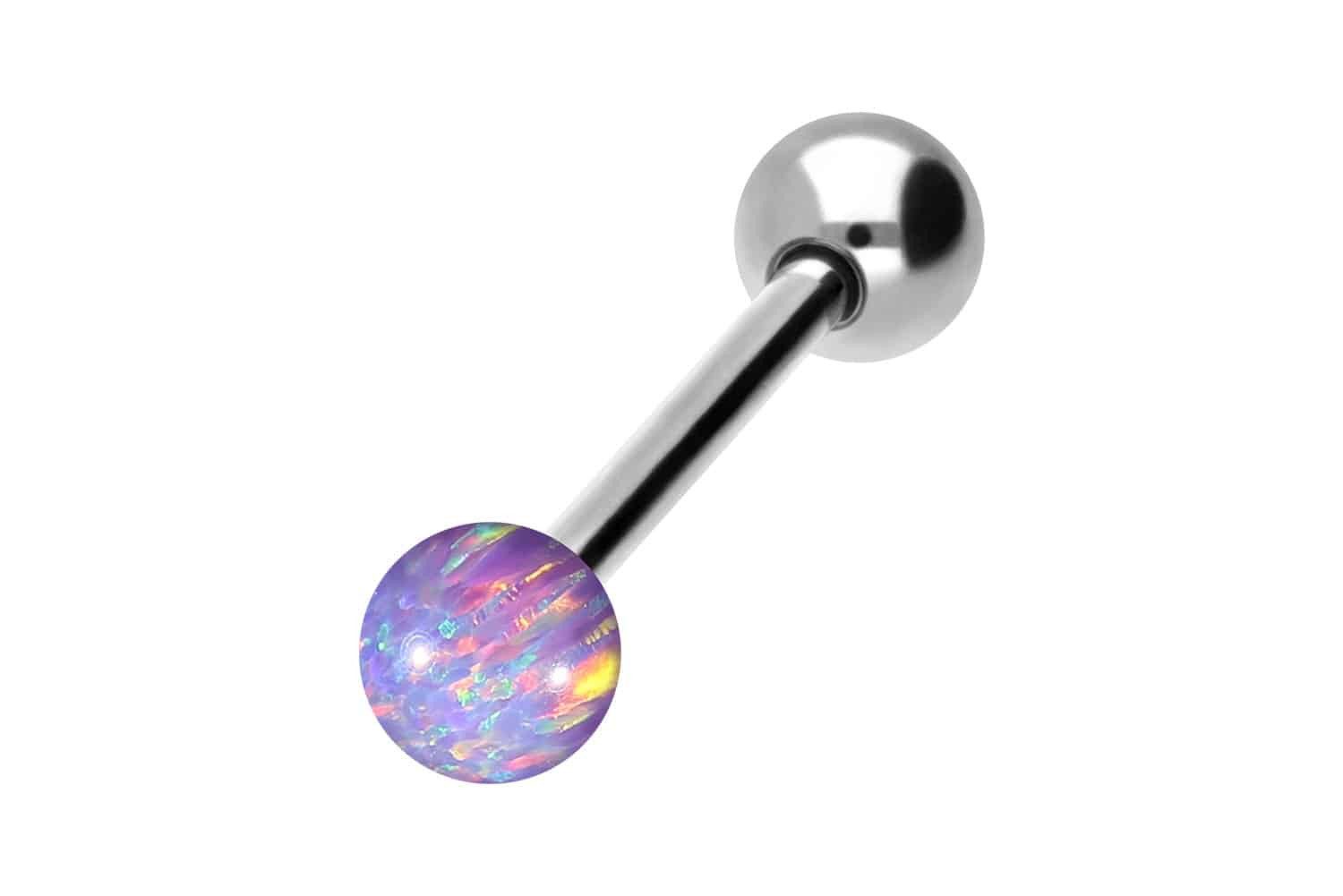 Brustwarzenpiercing Chirurgenstahl Barbell SYNTHETISCHER OPAL + CHIRURGENSTAHL-KUGEL