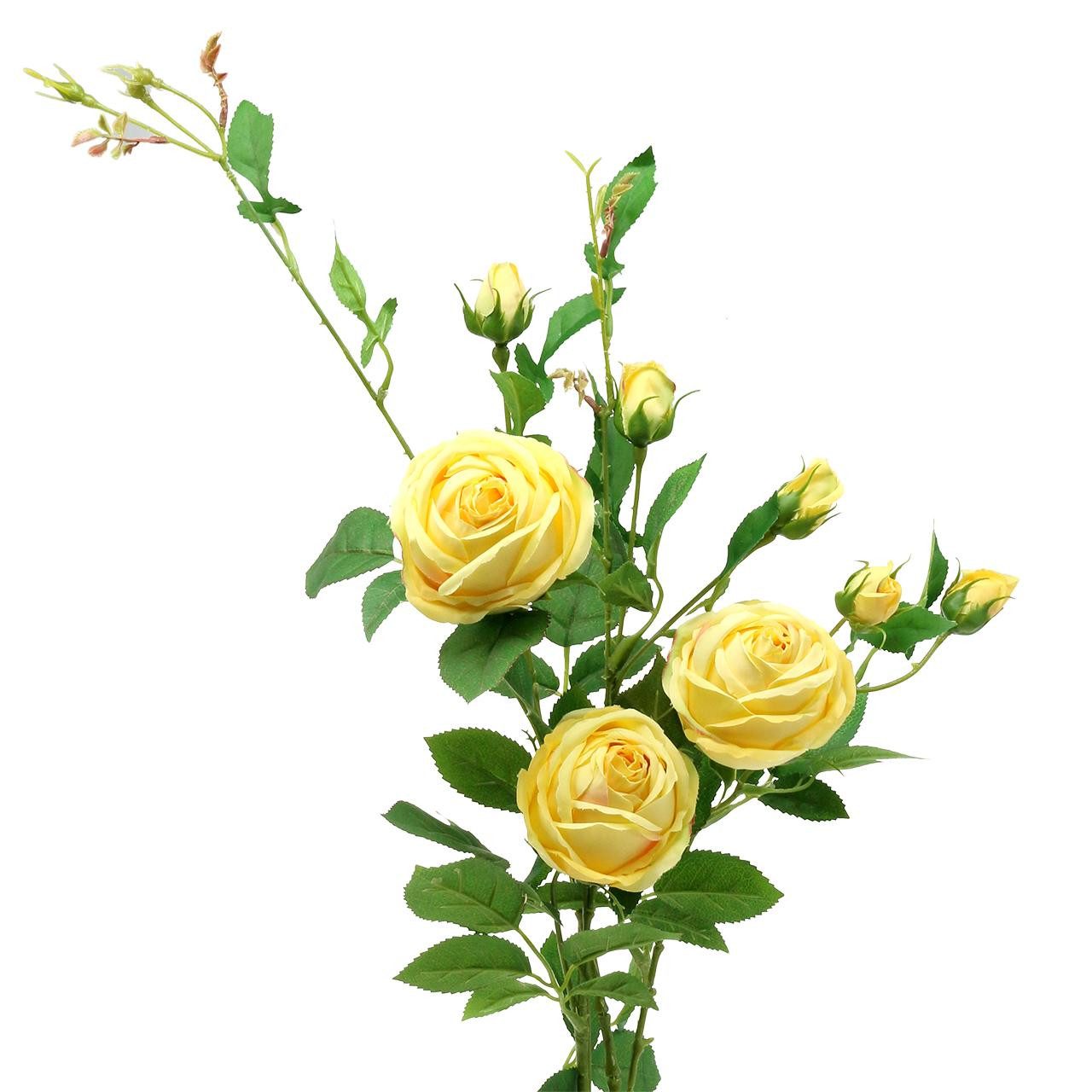 Kunstblume Rosenzweig Gelb 100cm – Künstliche Blumen Dekoration, Hochzeit, Florists Products, Höhe 0.8 cm