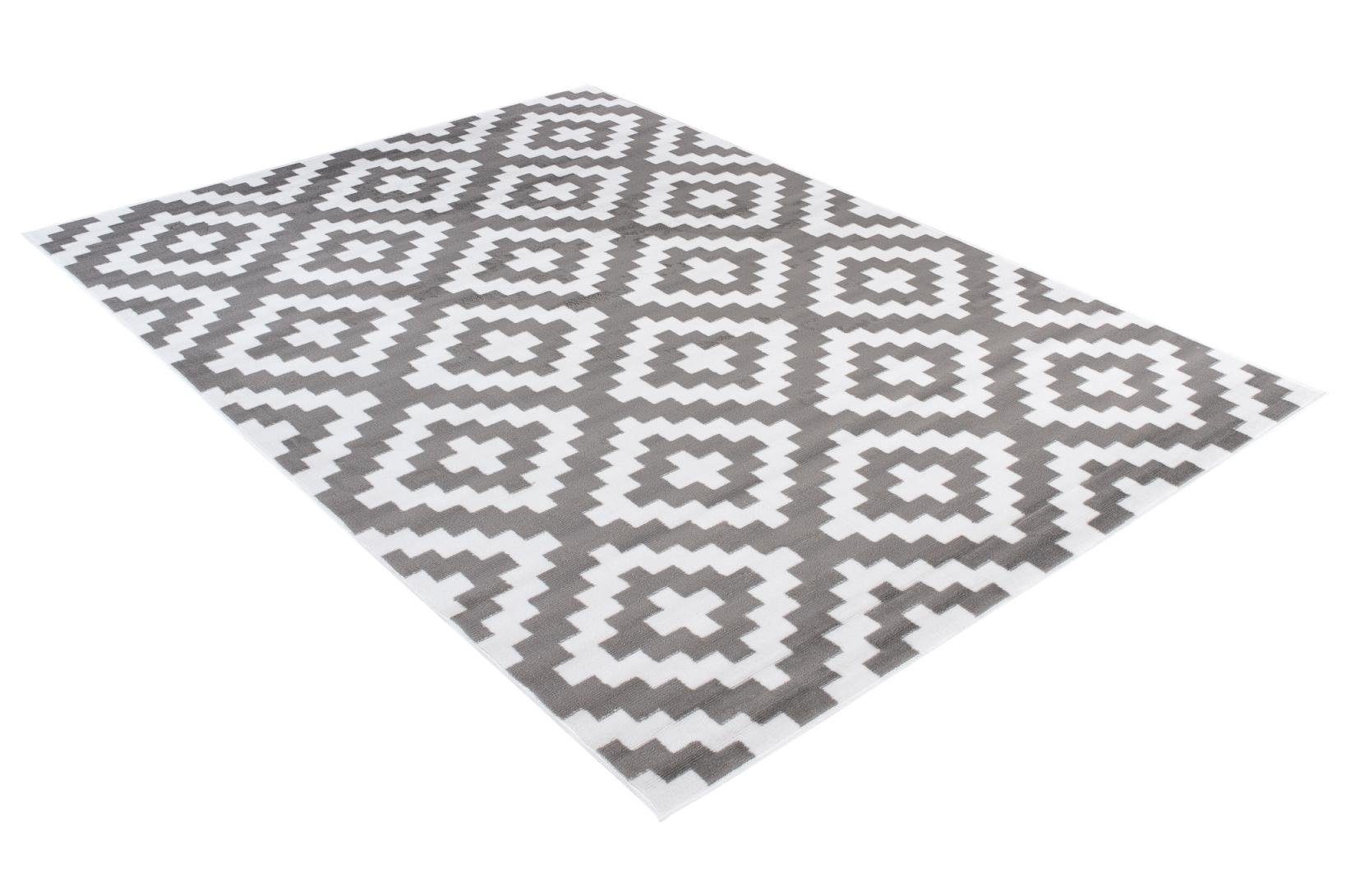 Designteppich Modern Teppich Geometrische x für Geeignet Höhe grau Kurzflor Mazovia, mm, Fußbodenheizung, Muster 70 - 140 cm, Kurzflor, 7