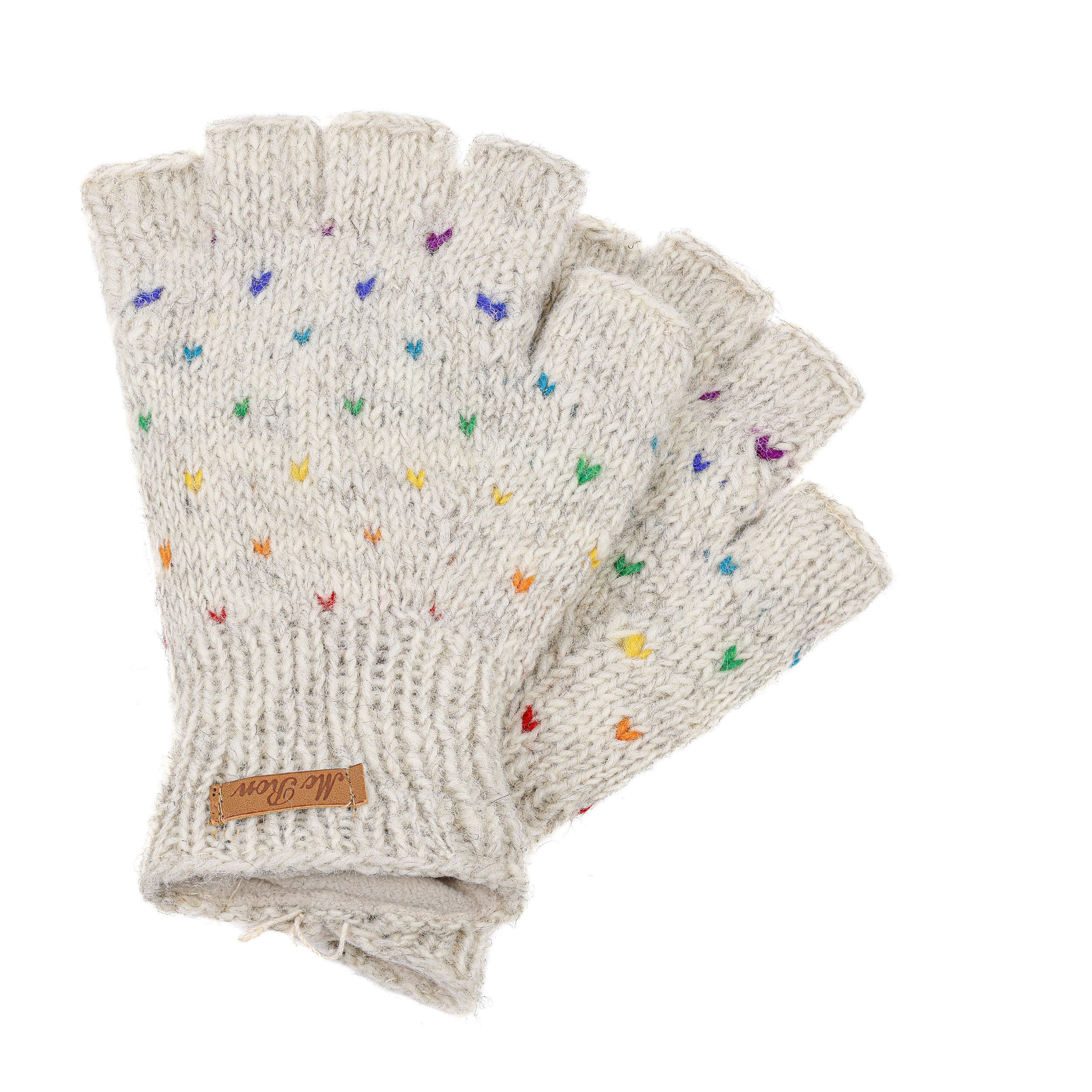 McRon Strickhandschuhe Fingerlose Handschuhe Modell Nirma Regenbogen