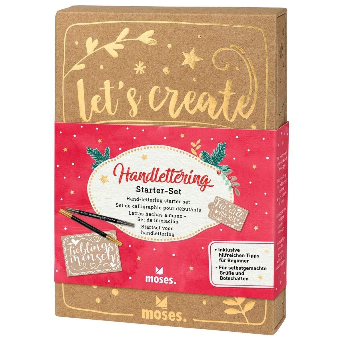 Moses. Verlag Notizblock Handlettering Starter-Set Winterwunder für Weihnachtskarten