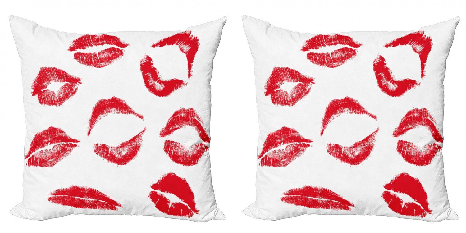 Digitaldruck, (2 Doppelseitiger Stück), Modern Kuss Red Accent Kuss Kissenbezüge Abakuhaus Marks Verschiedene