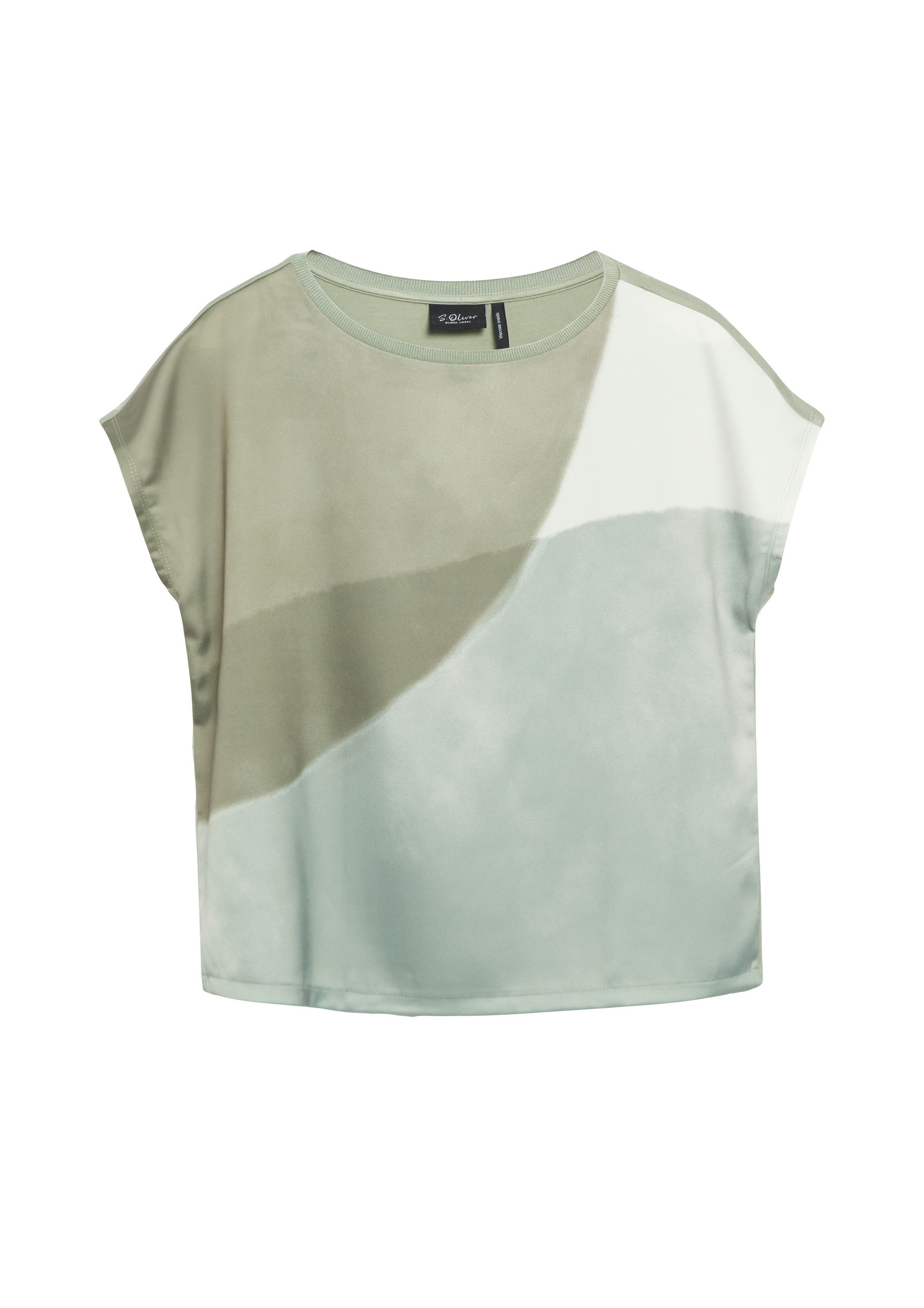 s.Oliver Kurzarmshirt T-Shirt Fließendes T-Shirt aus Materialmix