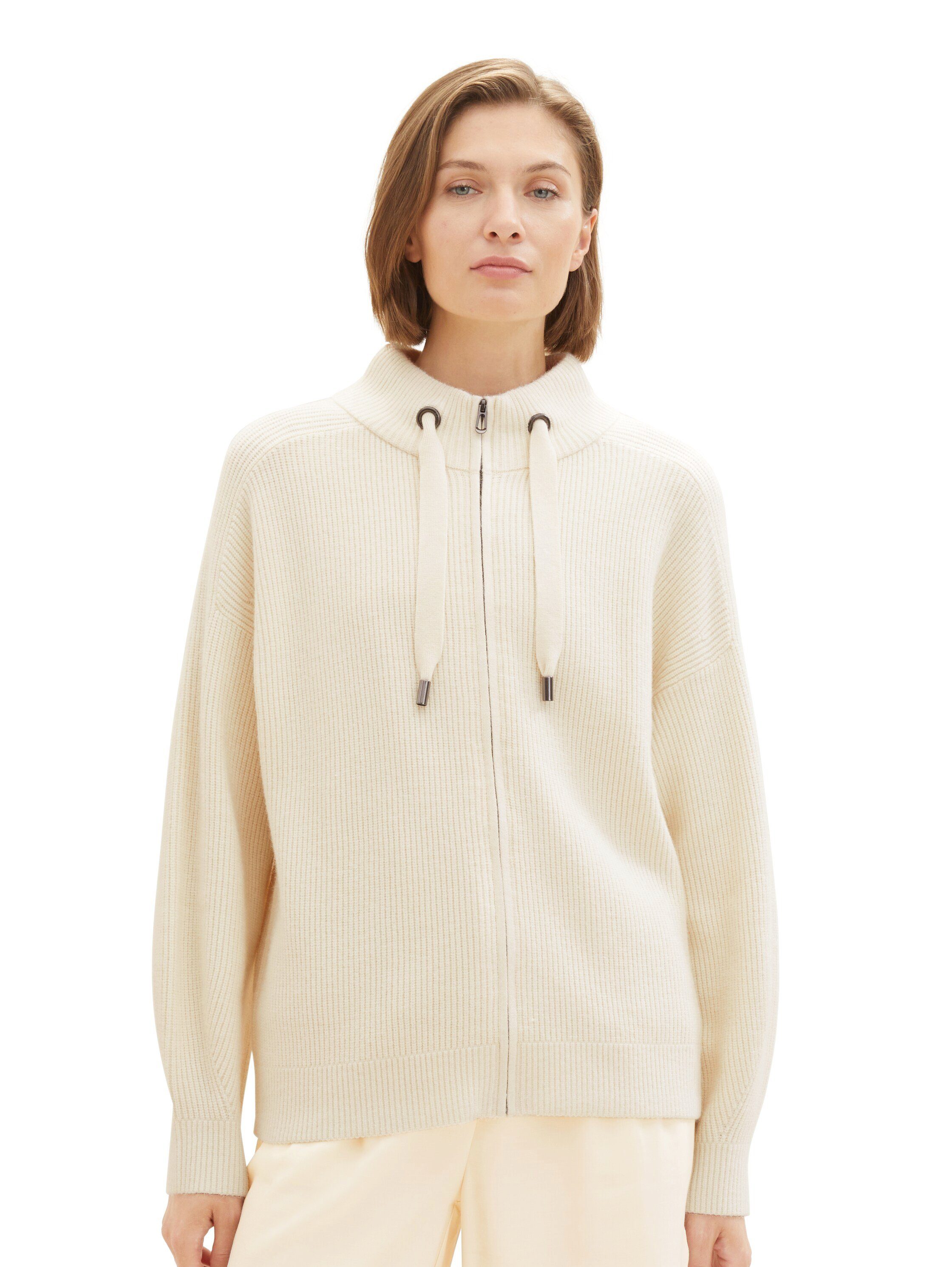 TOM TAILOR Strickjacke mit Rollkragen Soft Beige Solid | Cardigans