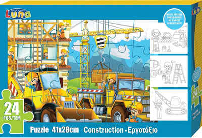 Diakakis Puzzle Baustelle 24-tlg. mit Ausmalbilder 41x28 cm, Puzzleteile