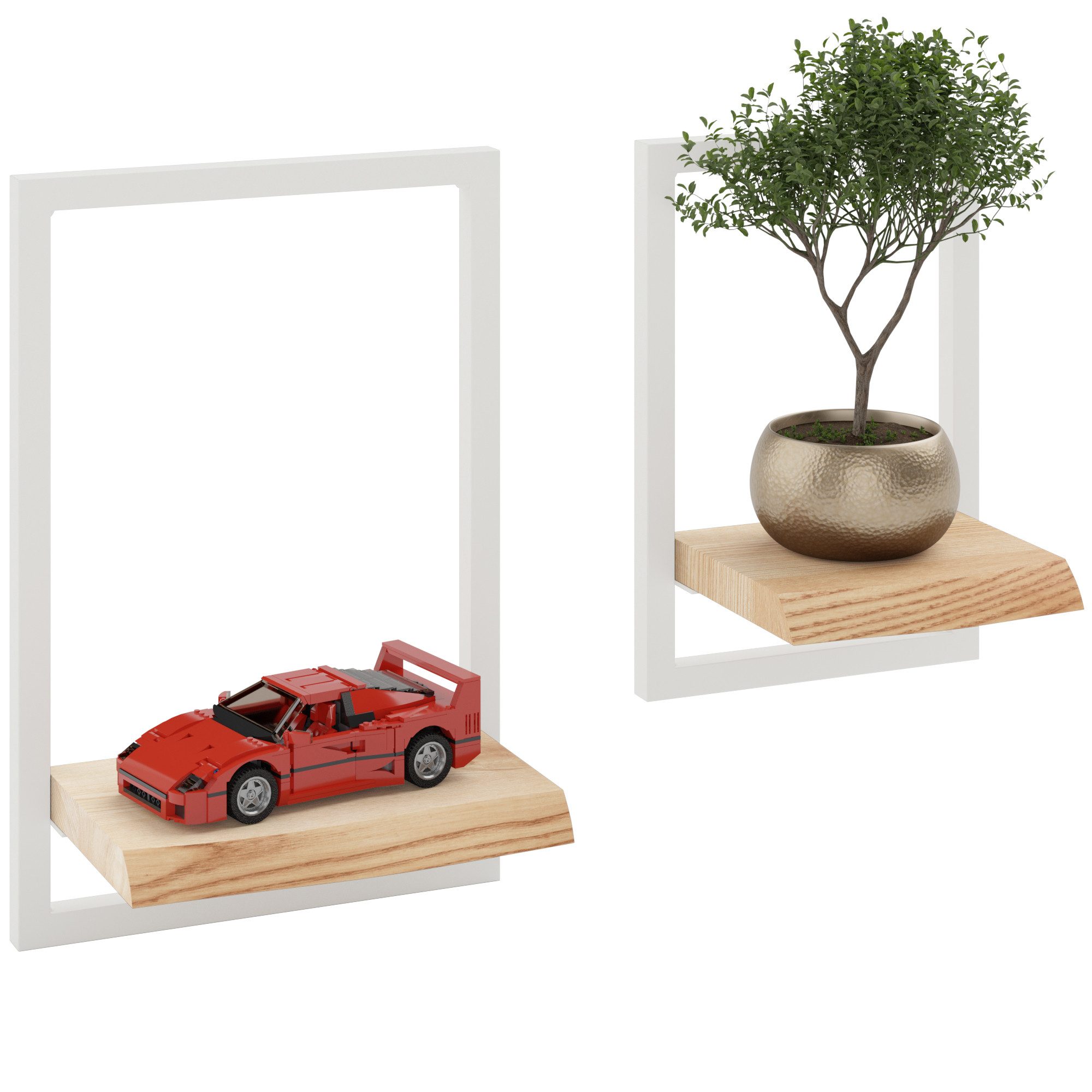 LAMO Manufaktur Wandregal Holz Set 2 St. 15/20 cm Farbe: Natur, Rahmen: Elf günstig online kaufen