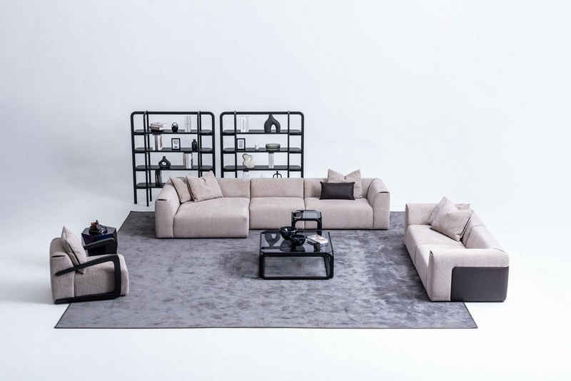 JVmoebel Wohnzimmer-Set Modern Wohnzimmer Set Taupe Polstermöbel L-Form 3tlg, (Nur Sofa 3 Sitzer + Ecksofa L-Form + Sessel), Made in Europe