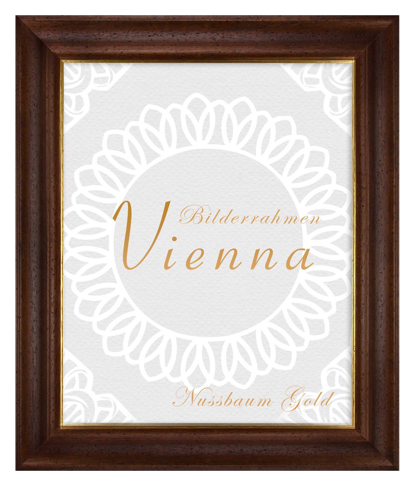 Einzelrahmen Bilderrahmen Vienna, (1 Stück), 20x20 cm, Nussbraun Gold, Holz