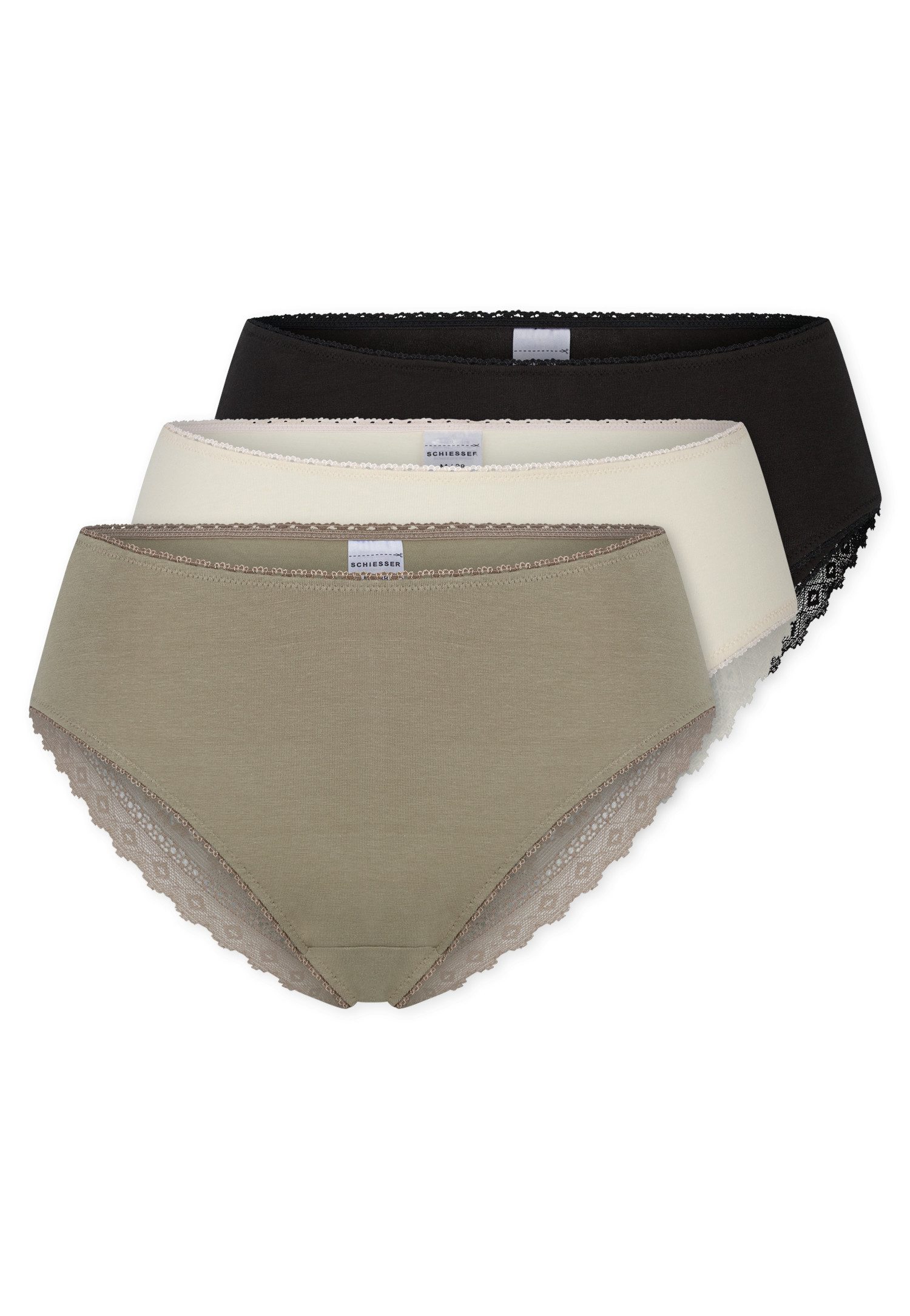 Schiesser Brasilslip Modern Multipacks (3er Pack) Spitzenbänder, Single-Jersey, Baumwollmischung