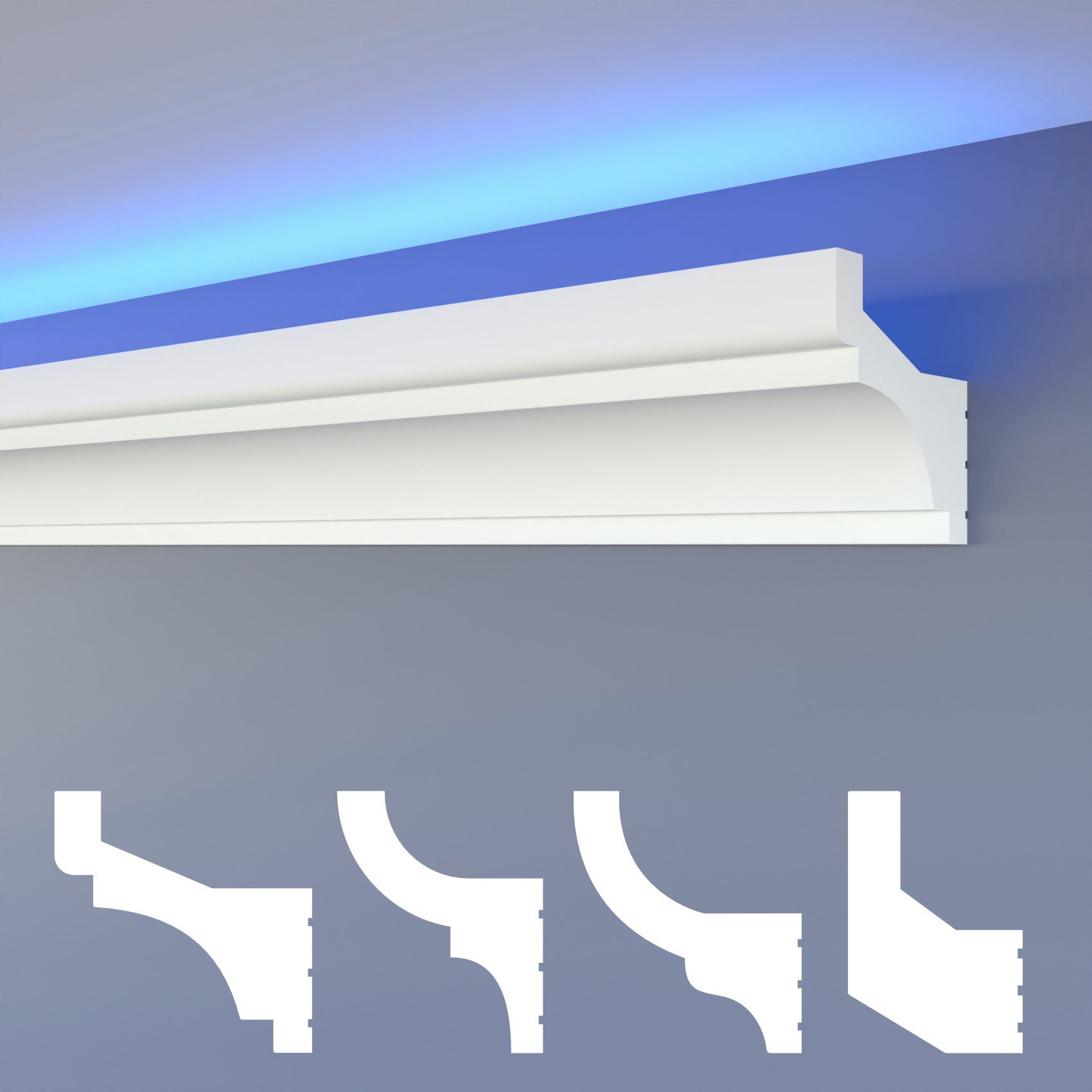 HEXIMO Eckprofil (LED Stuckleisten klassisch, XPS Styropor indirekte Beleuchtung Wand & Decke Leisten Lichtleisten Beleuchtung Styropor Deckenleisten (30,6 Meter HLED 3)