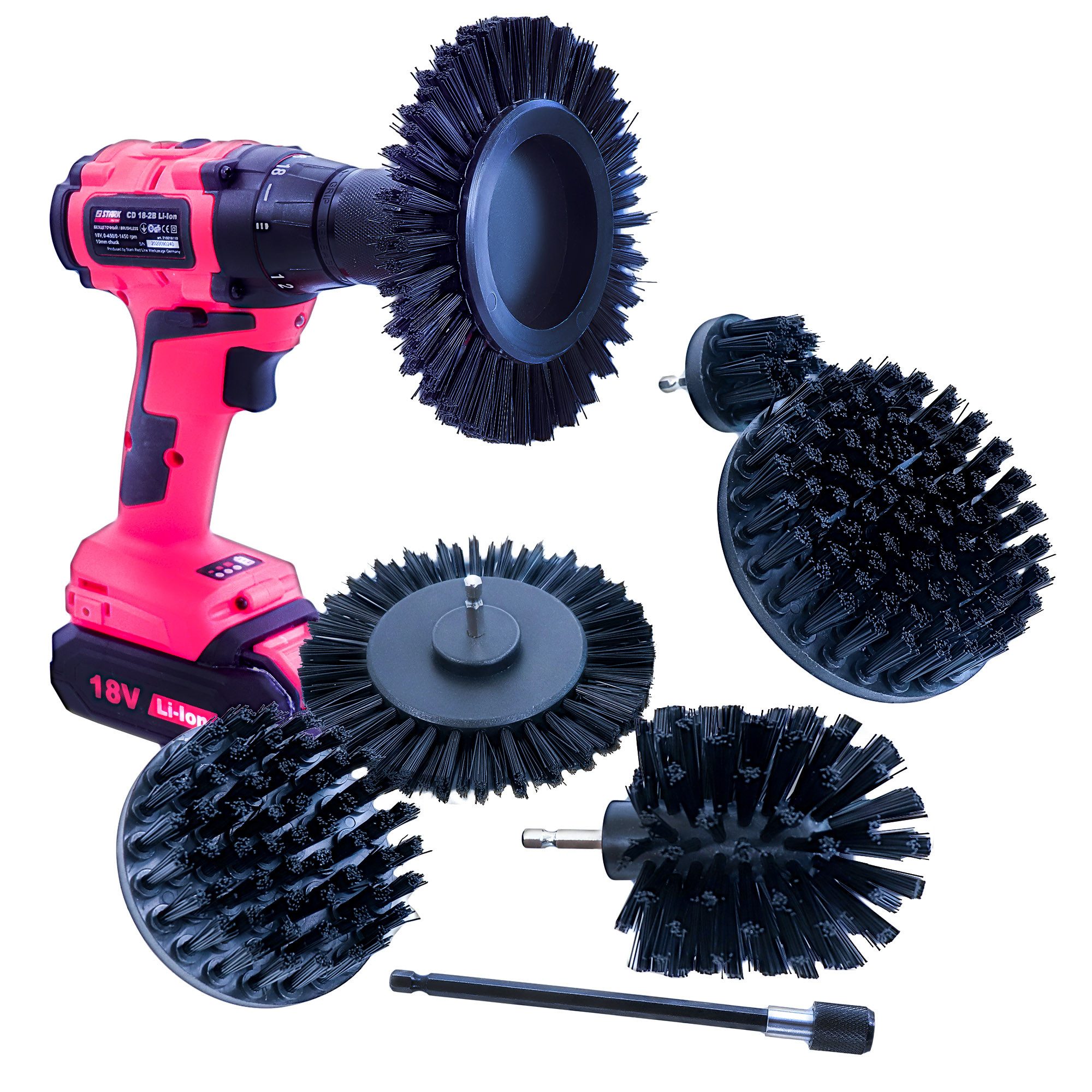 Reinigungsbürsten-Set WerkFix Kraft-Reinigungsbürsten - 6 TLG Bürstenaufsatz Set