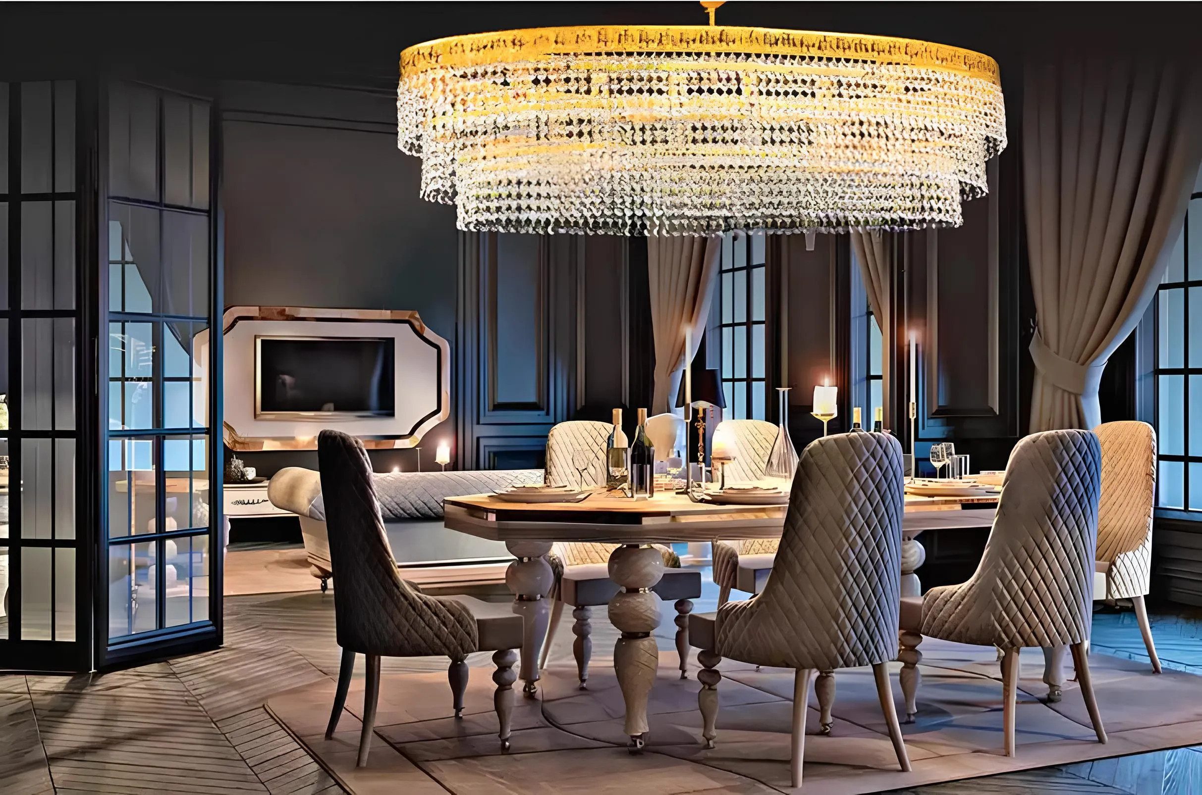 JVmoebel Люстры Luxus Lüster Deckenleuchter Gold Люстры Deckenlampe Kristall Art, Leuchtmittel wechselbar, Made in Europa