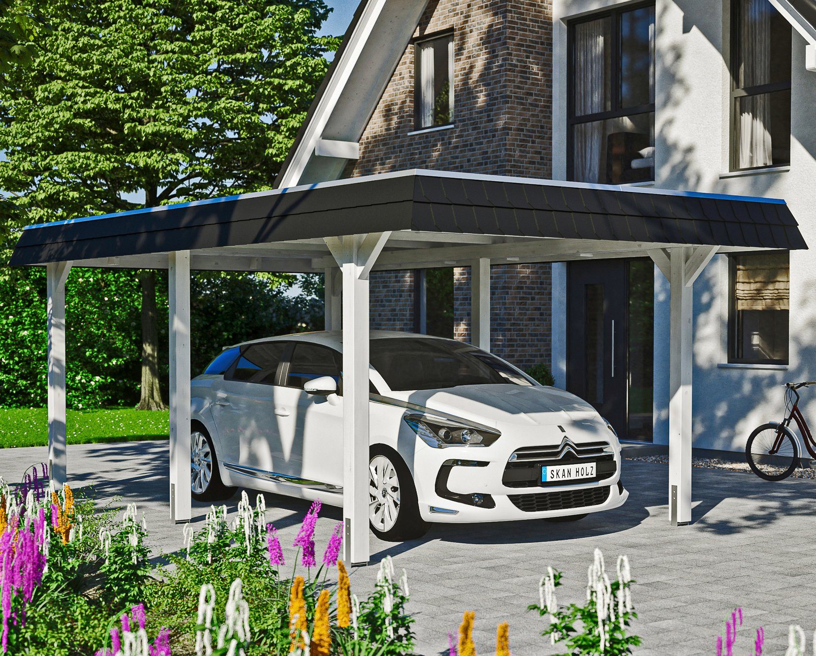 Skanholz Einzelcarport Wendland, BxT: 362x628 cm, 206 cm Einfahrtshöhe
