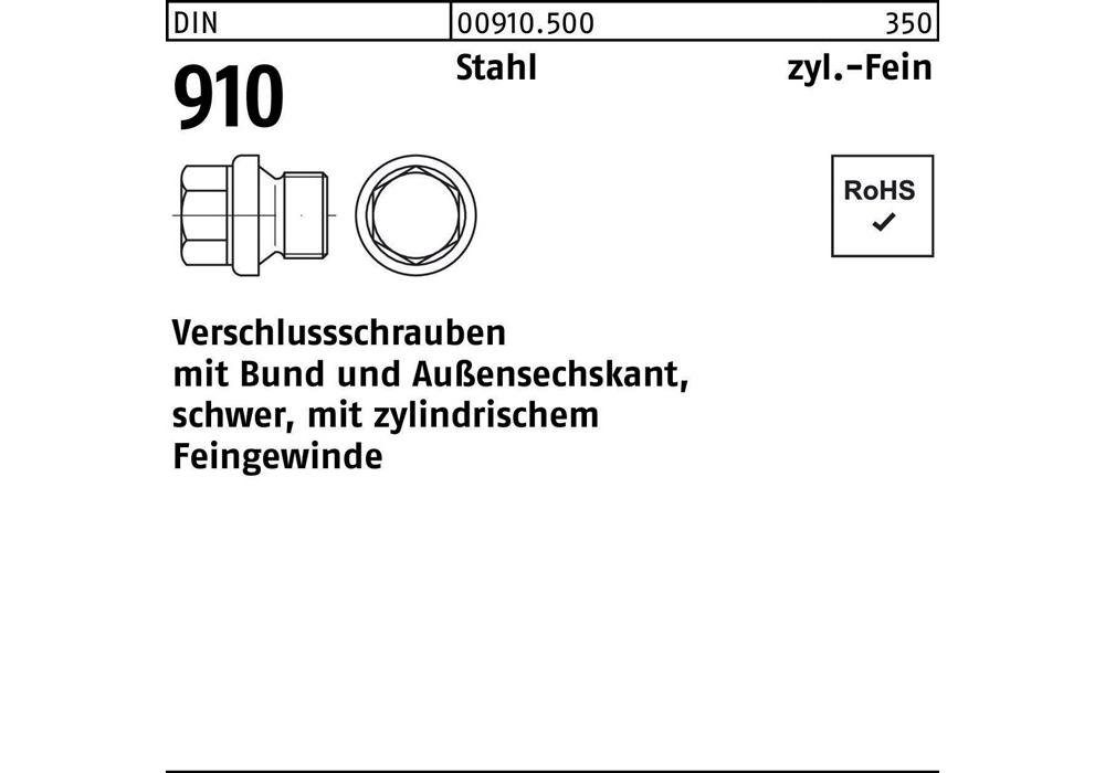 Gewindeschraube Verschlußschraube DIN 910 m.Bund/Außen-6-kant M 42 x 2 Stahl