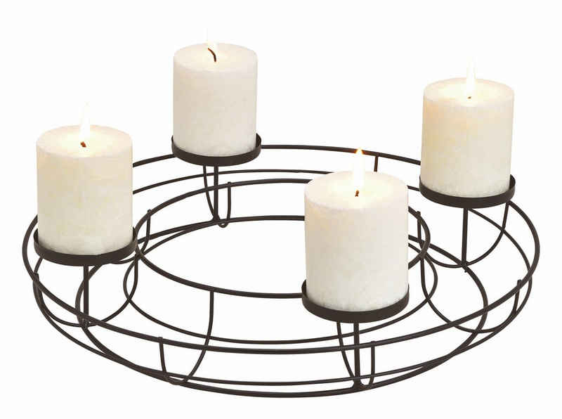 Spetebo Adventskranz Adventskranz aus Metall in schwarz - Ø 38 cm, Tisch Kerzenhalter Kerzenständer ohne Docht - Advent Weihnachten Deko