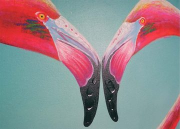 MCW Ölgemälde Wandbild Flamingo, Wandbild Flamingo, Handgemalt, Hohe Qualität, Jedes Bild ein Unikat, Ölfarben