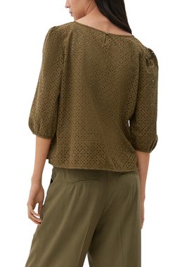 s.Oliver Langarmbluse Bluse aus Broderie Anglaise Lochstickerei