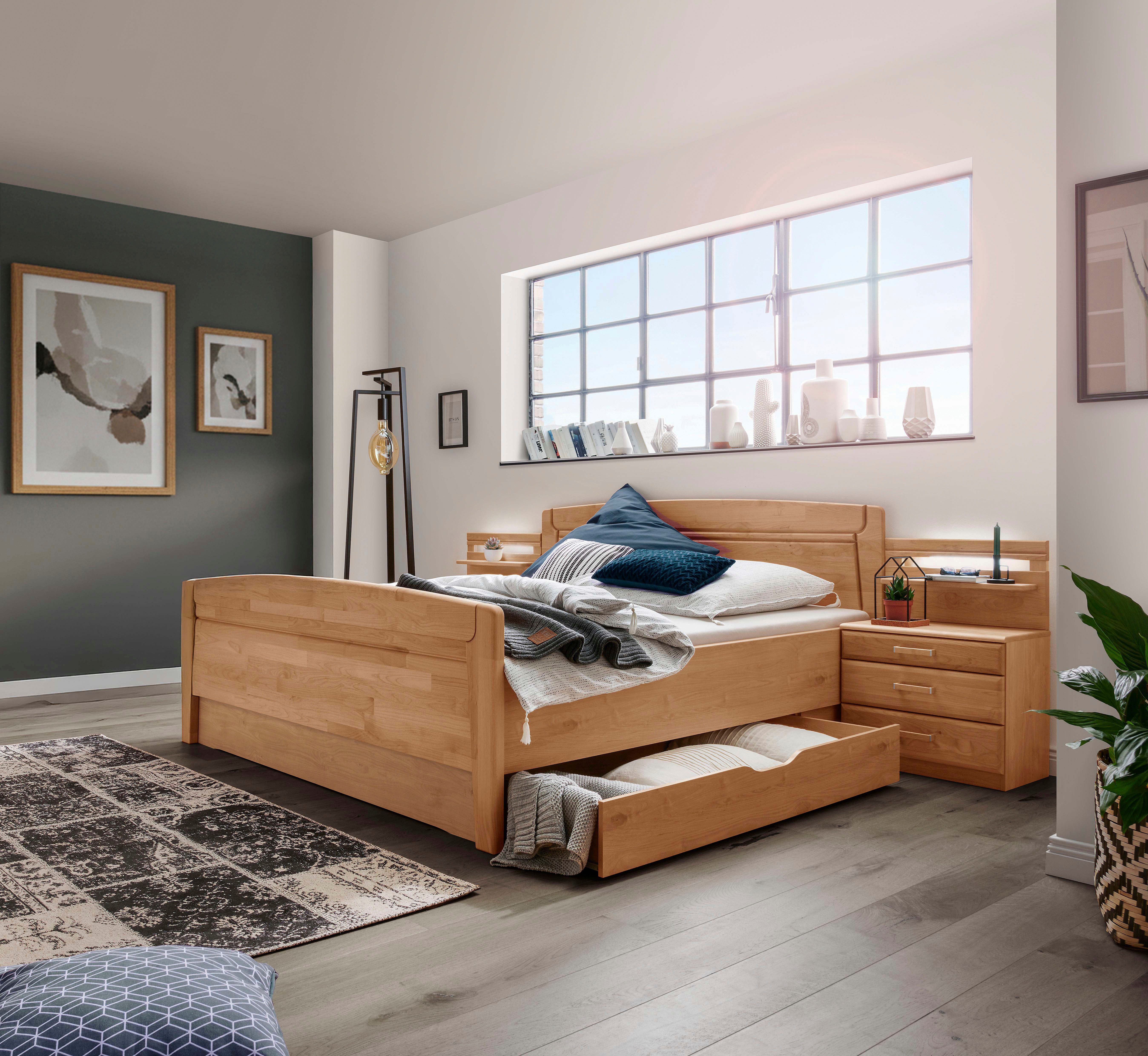 WIEMANN Schubkasten Lausanne, Bettschubkasten, Bettkasten, Schublade (140 x 15 x 61 cm (B/H/T), MADE IN GERMANY), Erle Nachbildung, maximale Belastung 20 Kg