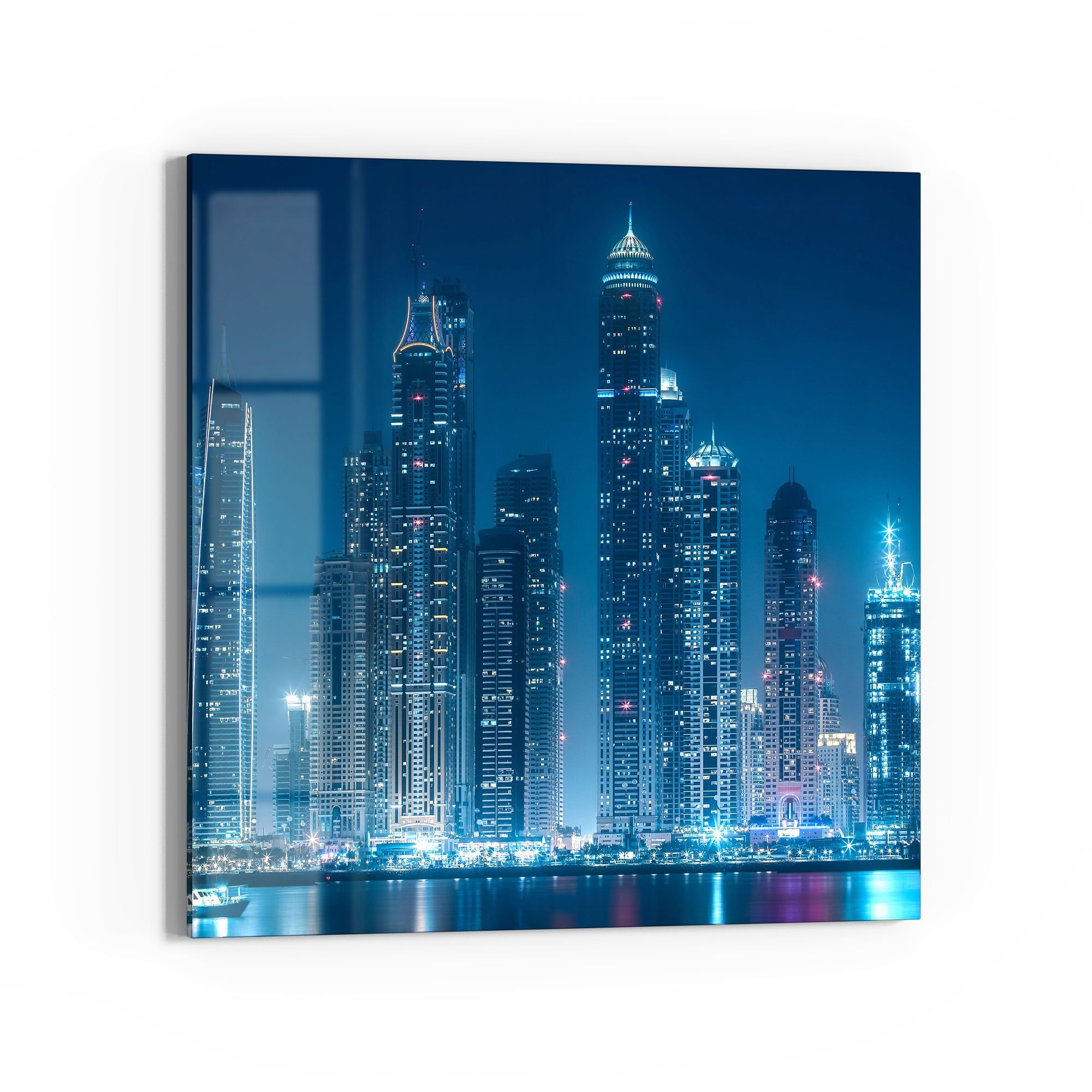 DEQORI Glasbild 'Business-Bucht von Dubai', 'Business-Bucht von Dubai', Glas Wandbild Bild schwebend modern
