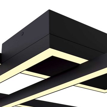 Licht-Trend Deckenleuchte LED-Deckenleuchte Lines mit 3 Rechtecken 78cm 5000lm Schwarz, Warmweiß