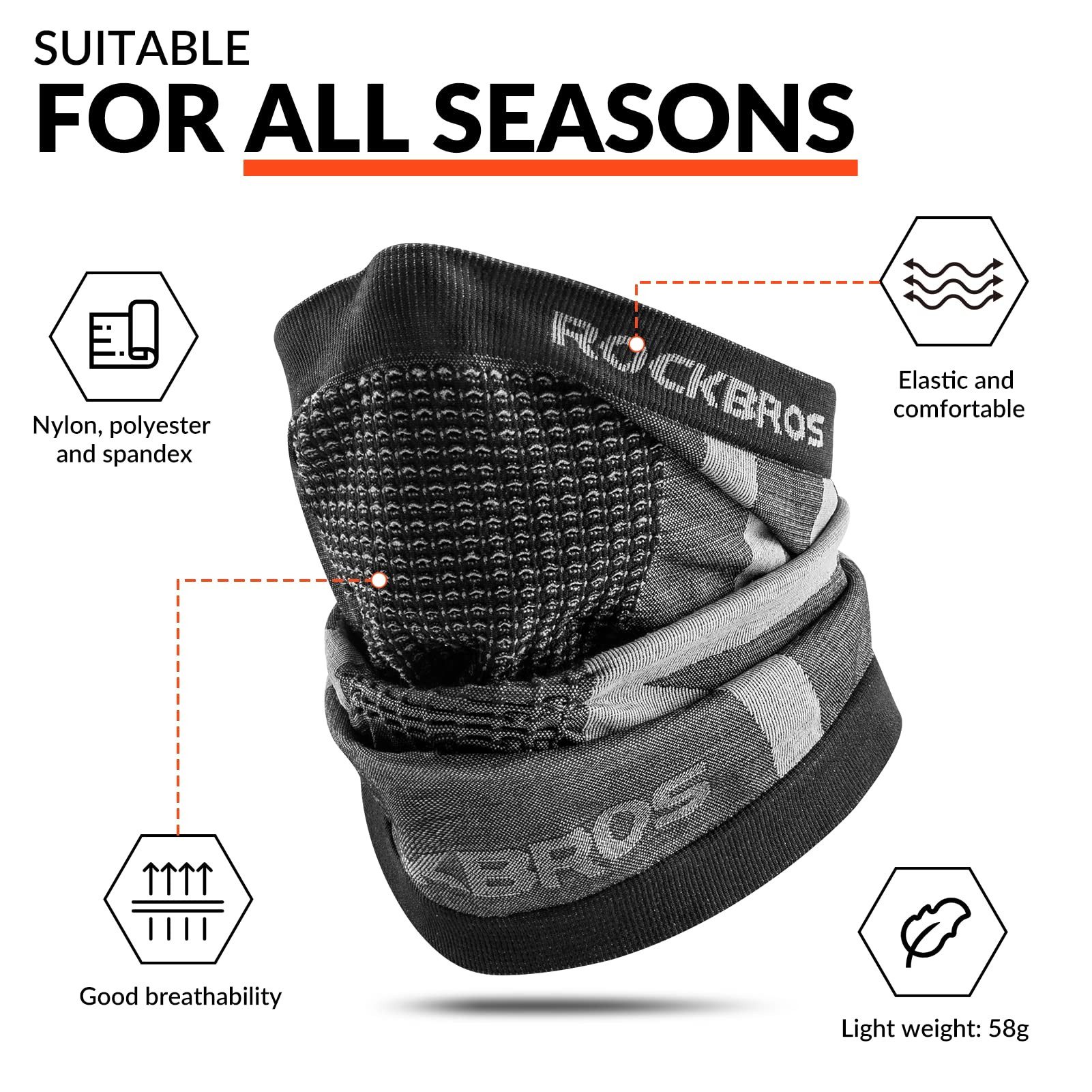 ROCKBROS Sturmhaube Winter, Skimaske & Multifunktionstuch, Warmes Nackenwärmer für Ideal Perfekt für Wintersport