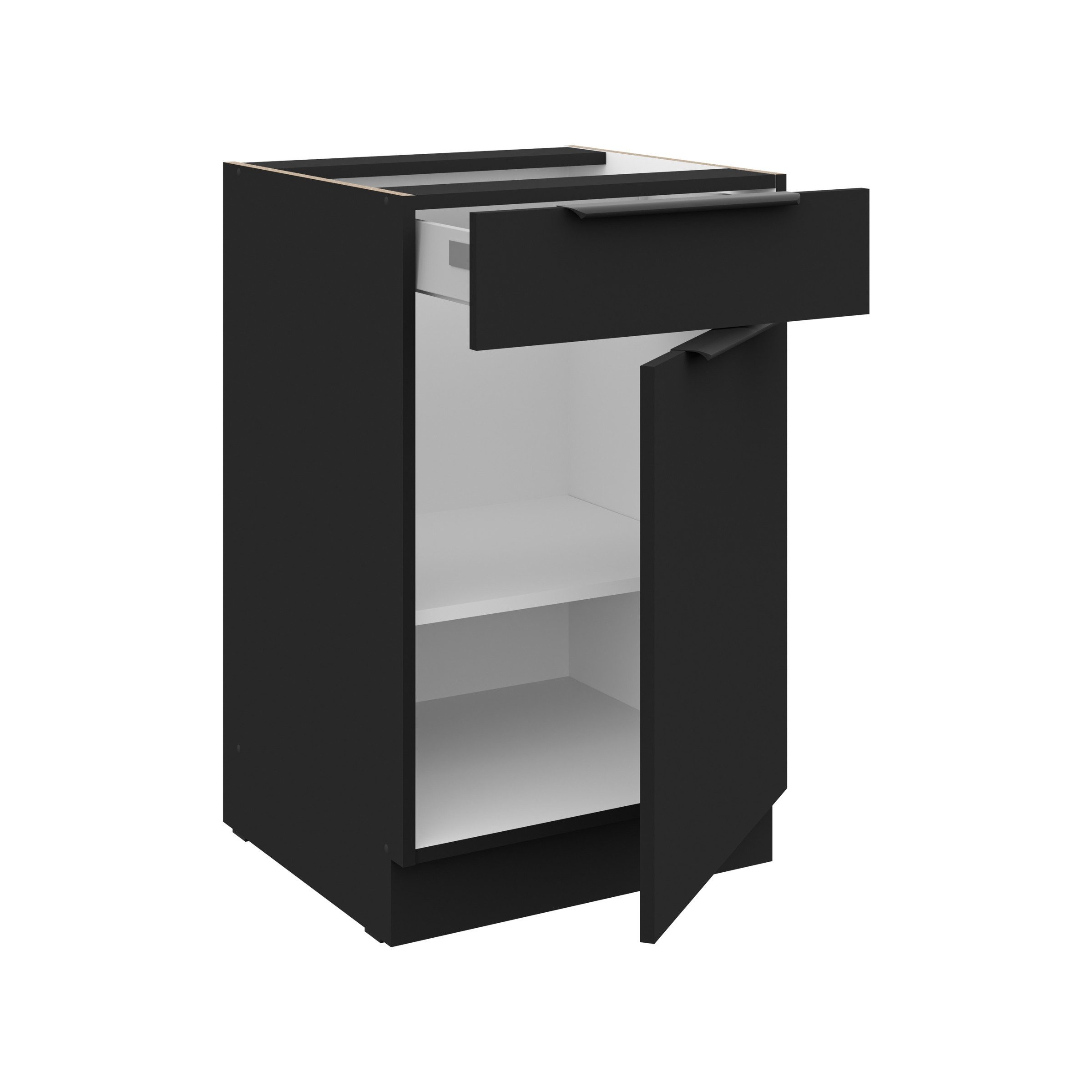 Küchen-Preisbombe Unterschrank 50 cm Küche SIENA Schwarz Vollauszug Soft-Cl günstig online kaufen