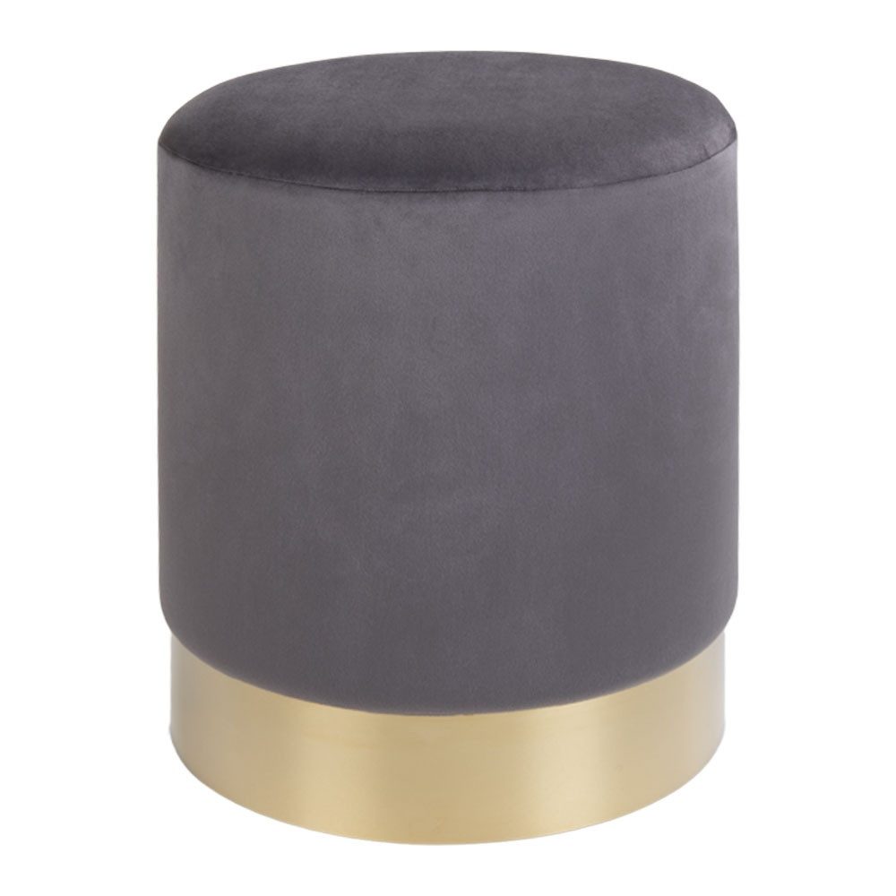 House Nordic Pouf in Grau, Velour - 34x43x34cm (BxHxT)