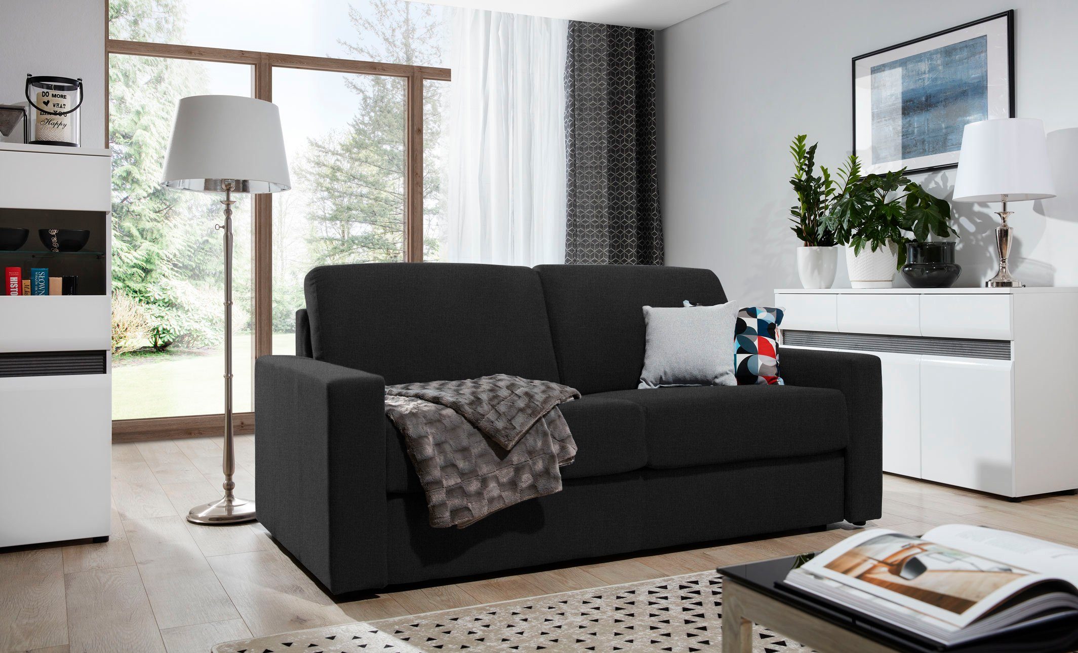 Stylefy 3-Sitzer Frieda, im Modern frei Schaumstoff Sofa, Bettfunktion, 2-Sitzer, Raum und T18 stellbar, Design mit T28