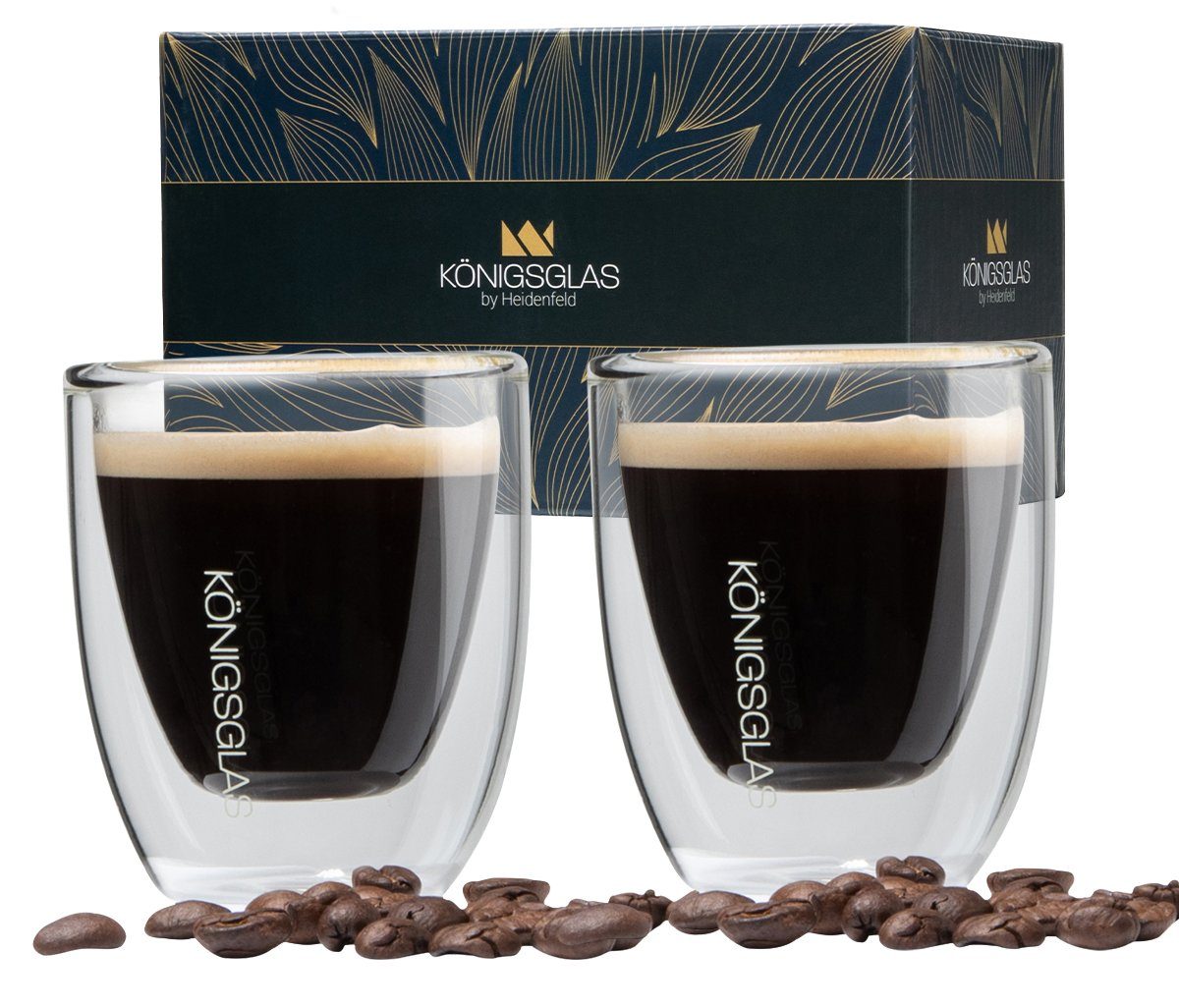 Königsglas Espressoglas Espresso Glas Set 80 ml doppelwandige Espressotassen, Thermogläser, handgefertigte Kaffee Скло 2/4er Set Cappuccino Latte Macchiato