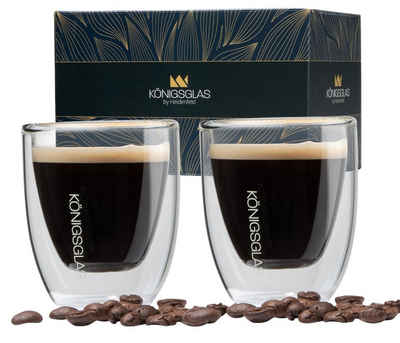 Königsglas Espressoglas Espresso Glas Set 80 ml doppelwandige Espressotassen, Thermogläser, handgefertigte Kaffee Gläser 2/4er Set Cappuccino Latte Macchiato