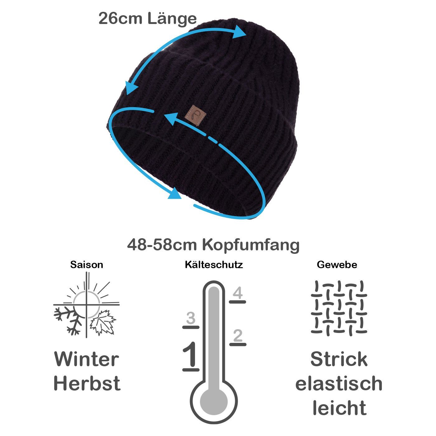 Faera Strickmütze (1-St) Wintermütze breiter Aufschlag Damen Herren Grobstrick Beanie Mütze