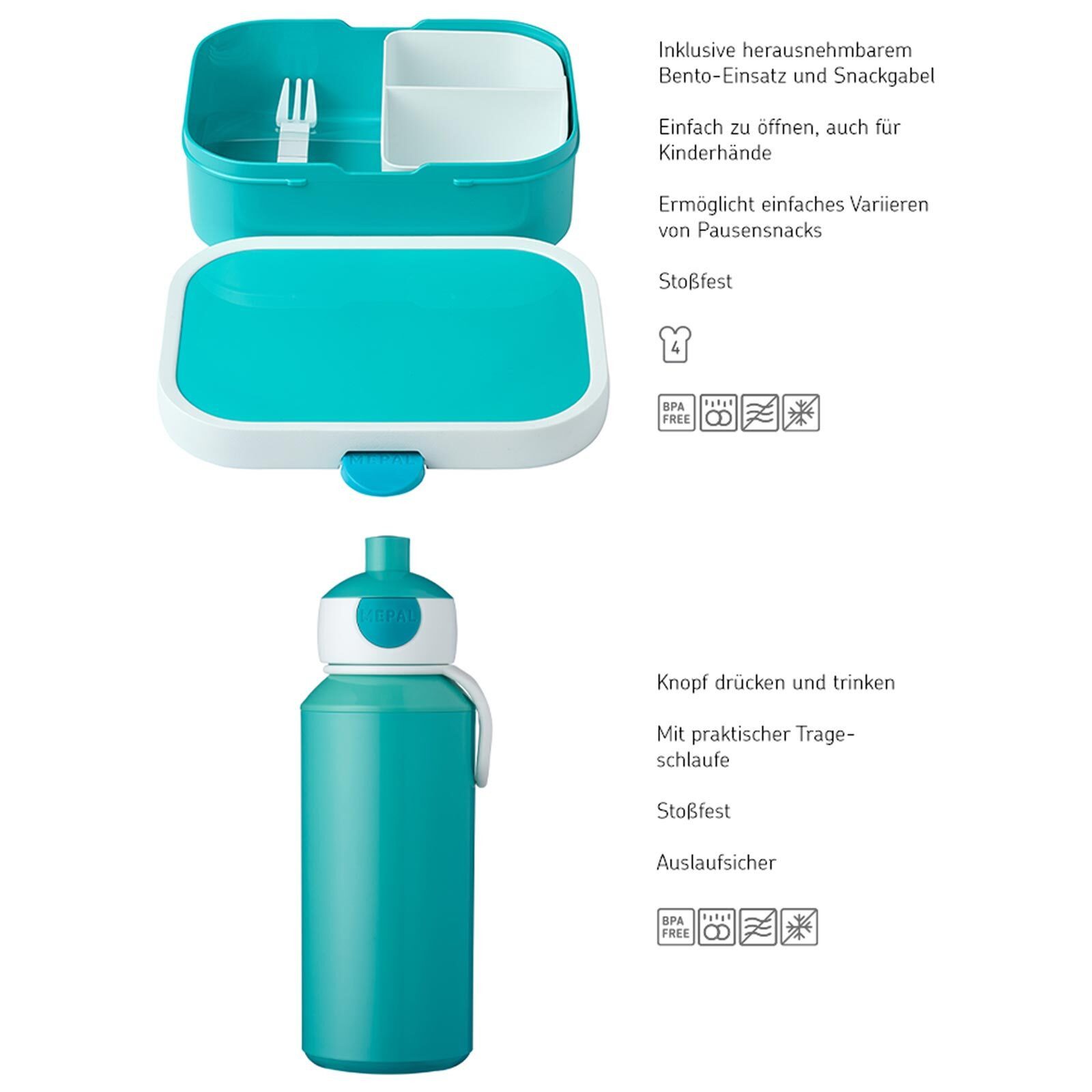 Mepal Lunchbox Campus Lunchset 2er Set, Acrylnitril-Butadien-Styrol (ABS), (2-tlg)