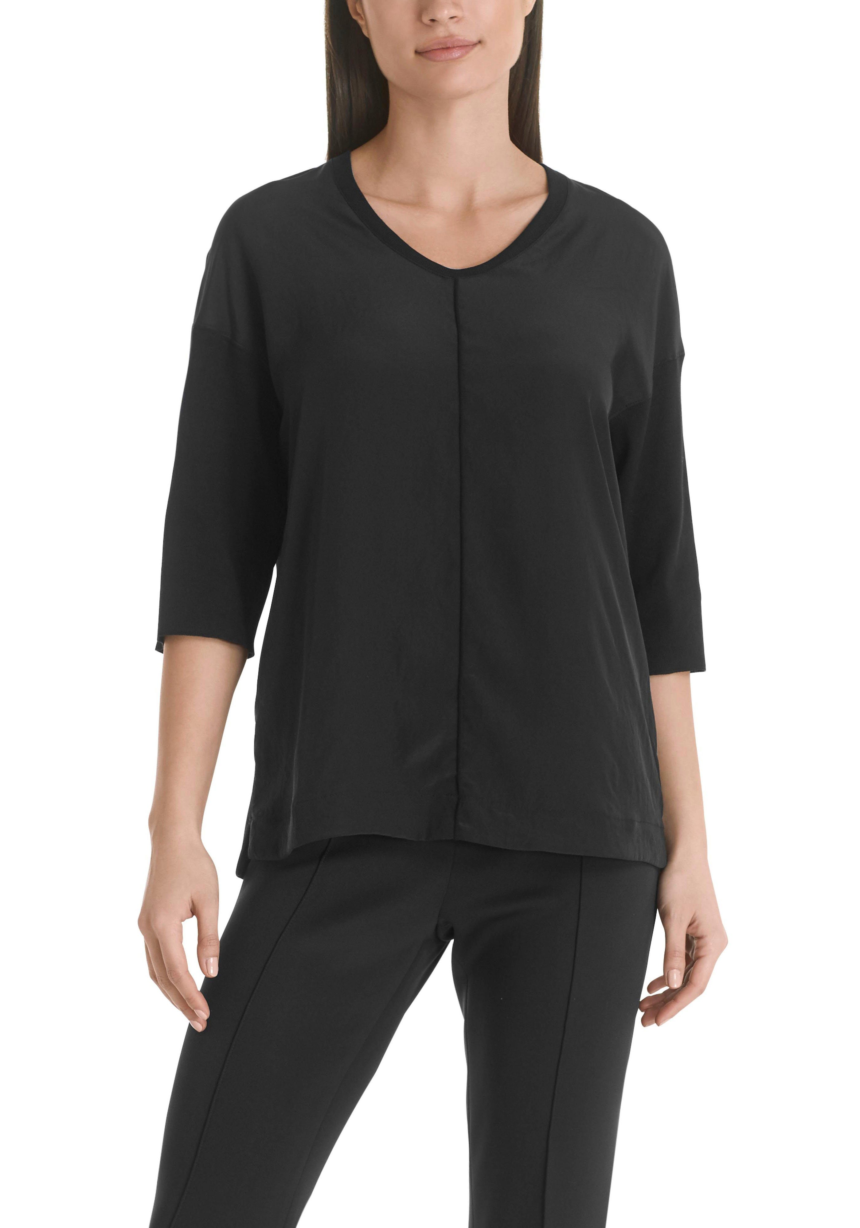 Marc Cain Langarmbluse Damenmode Premium "Collection Essential" Material-Mix black aus Blusenshirt