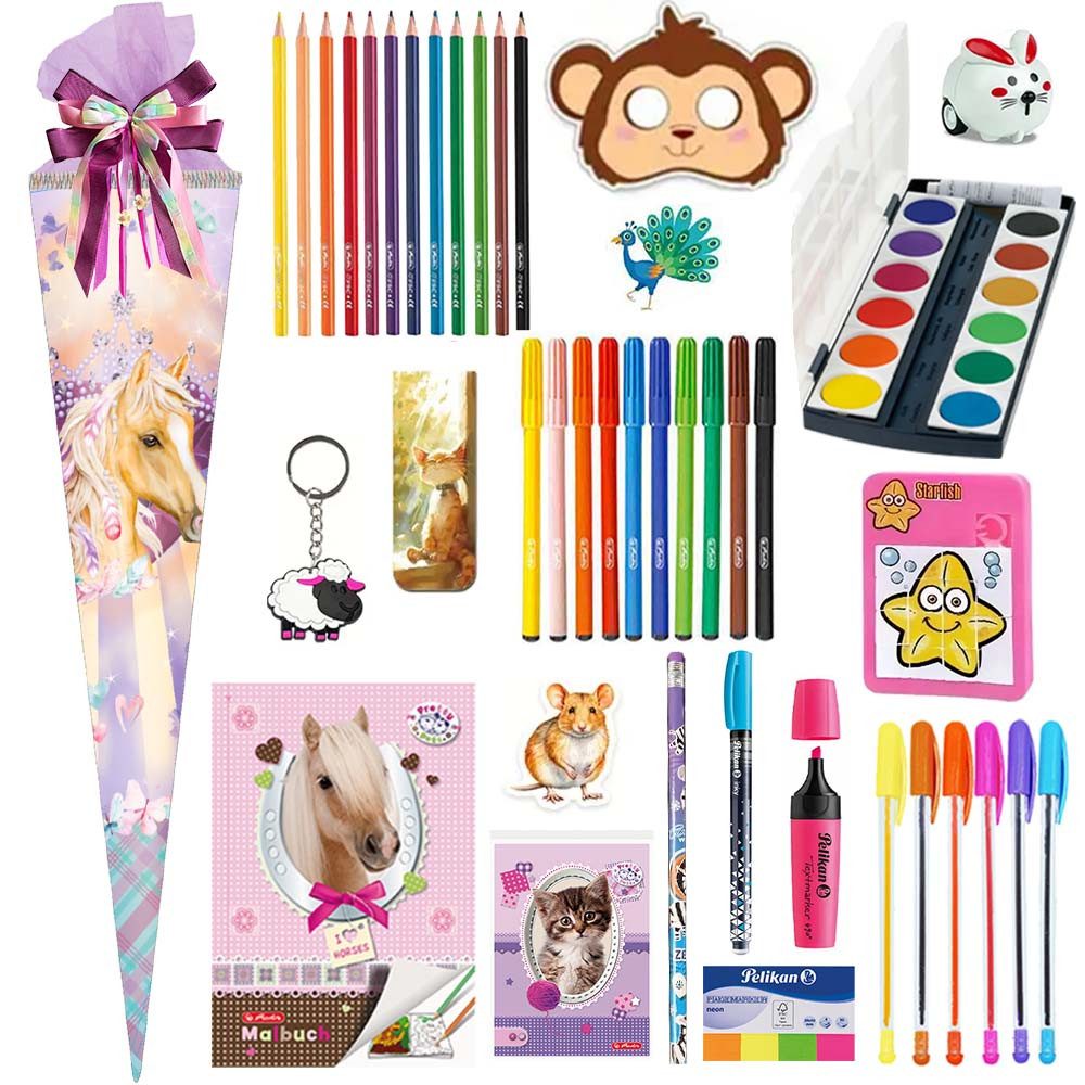 Herlitz Schultüte 70 cm gefüllt Pferdekopf