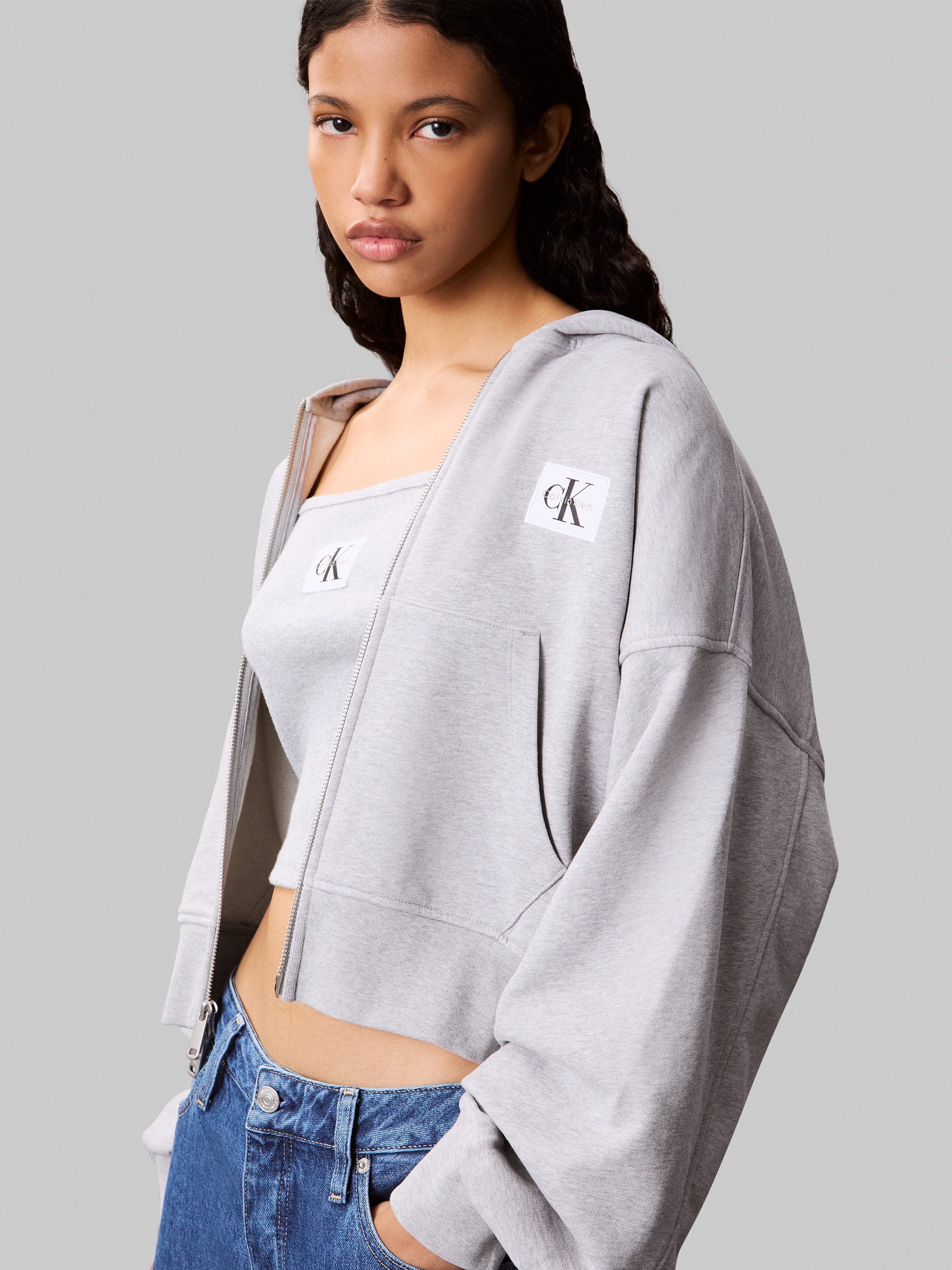 Calvin Klein Jeans Sweatjacke Oversized Fit, mit Kapuze, reine Baumwolle