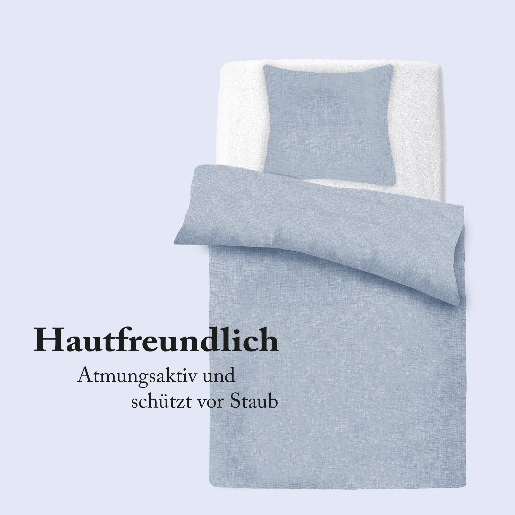 Bestlivings Bettbezug "Schnelltrocknender" Micro-Melange Bezug 135x200cm + 80x80cm, Bettwäsche 2-tlg. - Bettdecken Set mit Reißverschluss, Mikrofaser